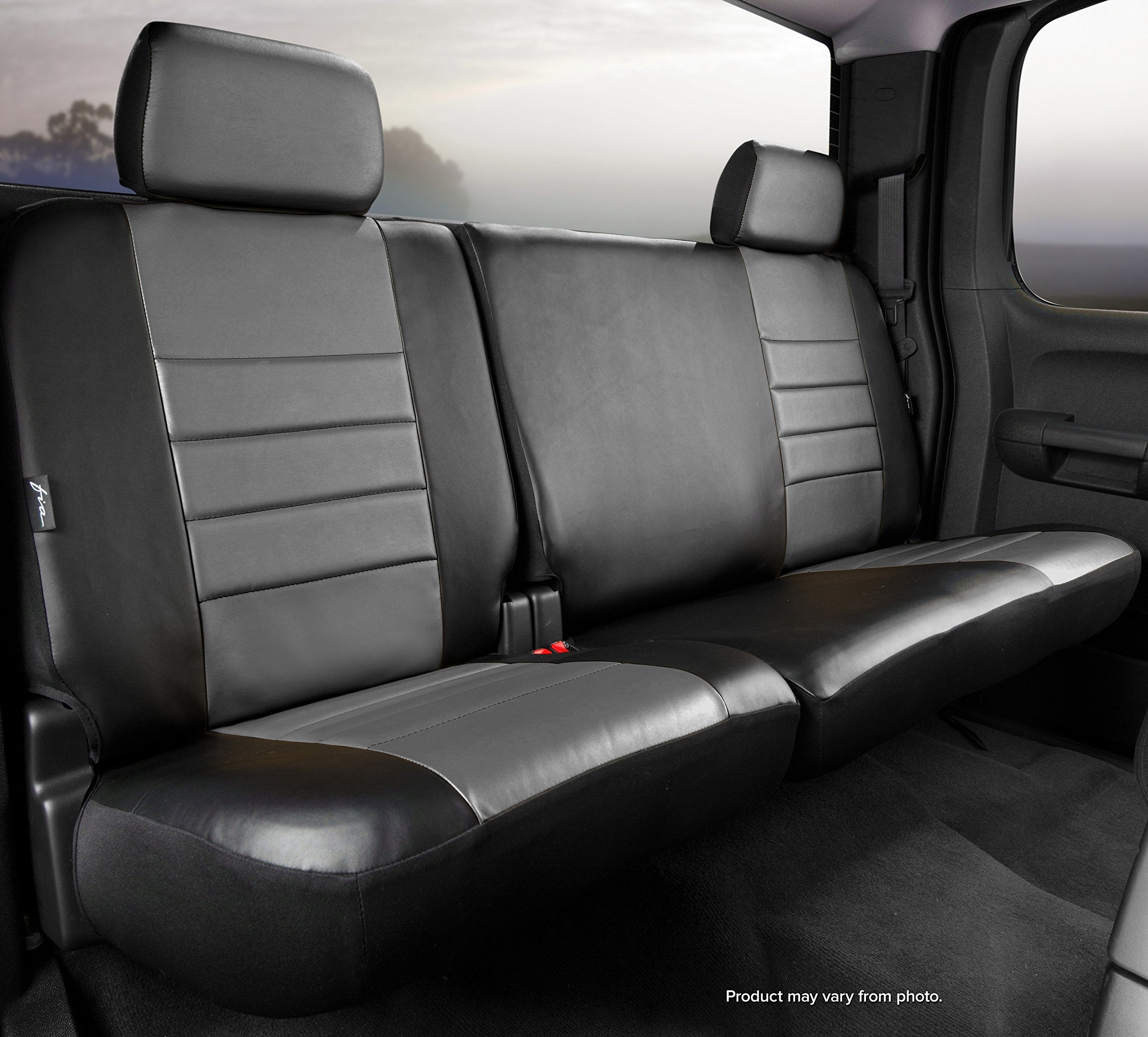 Custom Fit FIA SL68-20 Gray Front Seat Cover Split Seat 60/40 - Leatherette (Black w/Gray Center Panel)