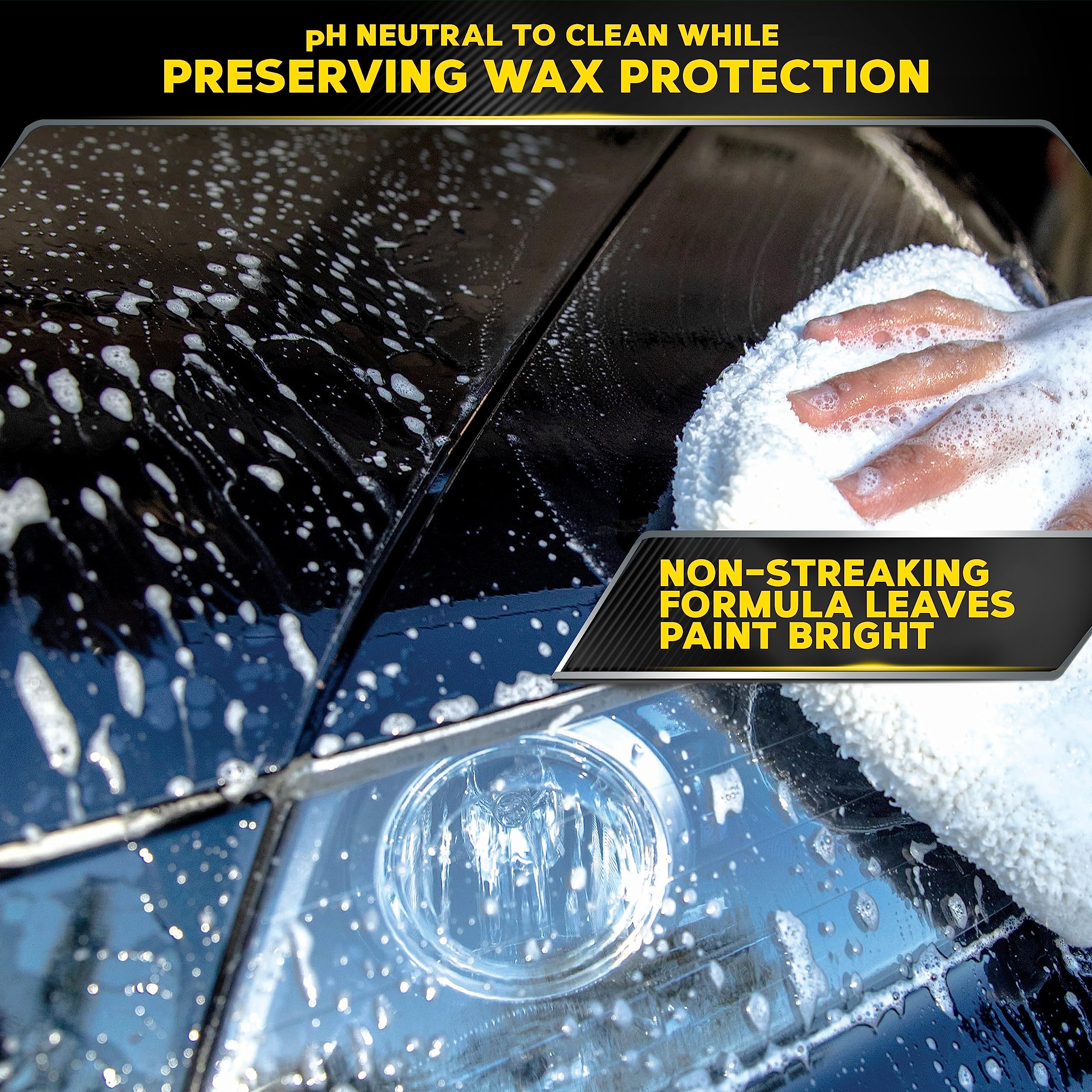 Deep Crystal Car Wash Meguiar's - Car Wash Shampoo that Cleans Paint, Enhances Gloss, and Preserves Wax Protection, pH Balanced Car Wash Soap with Excellent Foaming Action, 64 Oz
