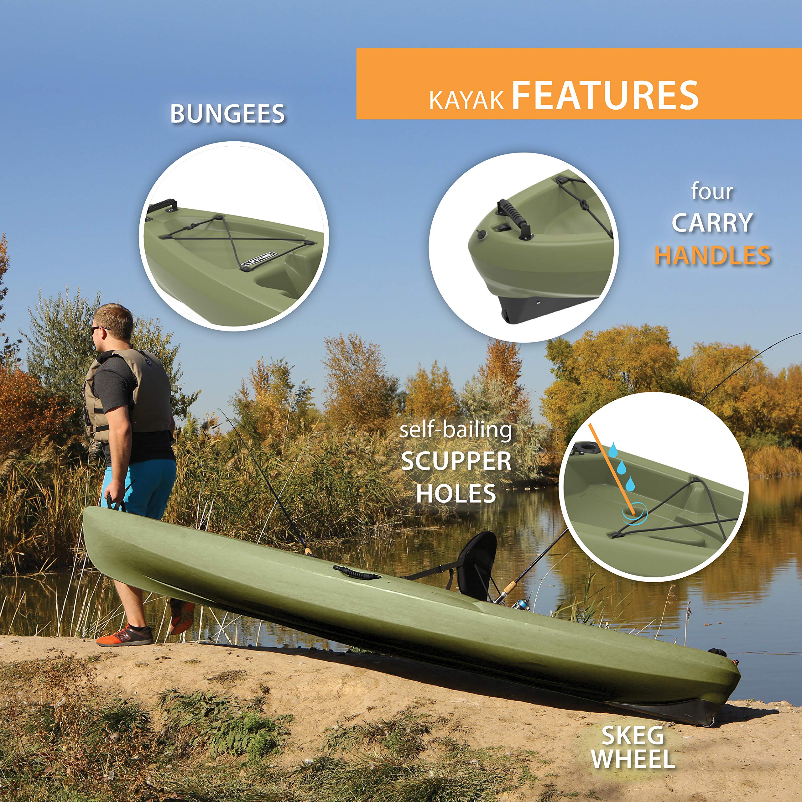 Weber Lifetime Sit-On Top Fishing Kayak, Light Olive, 11'