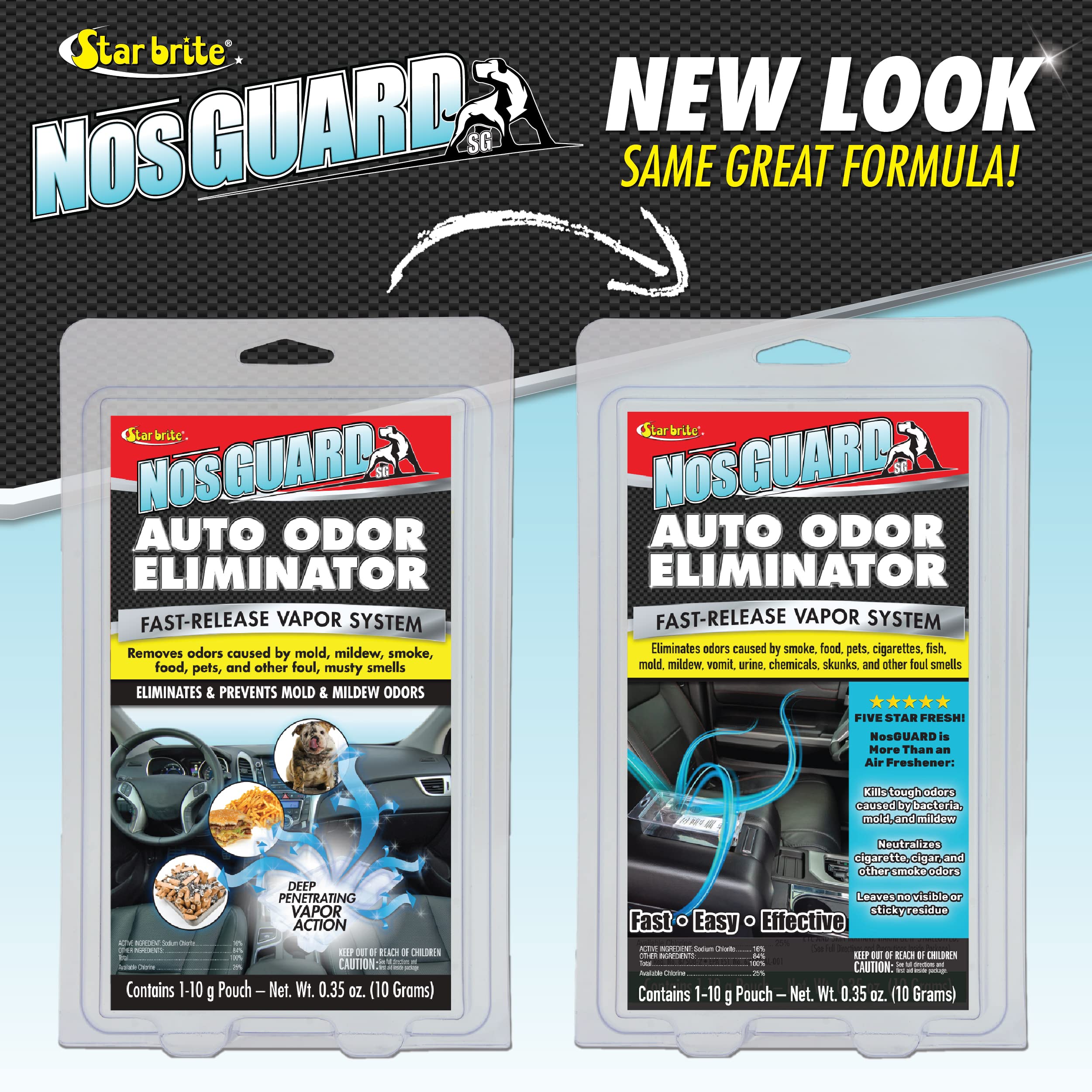 Auto Odor Eliminator STAR BRITE, Fast Release Vapor System Eliminates Car Odors in 4-6 Hours (19970)