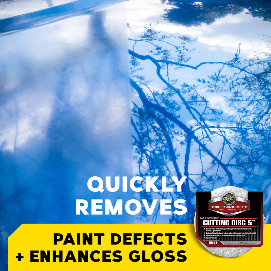 Meguiar's 5’’ DA Microfiber Cutting Disc, Microfiber Pads Compatible with a DA Polisher for Car Detailing, That Removes Moderate Scratches, Swirls, and Paint Defects, 2 Pack