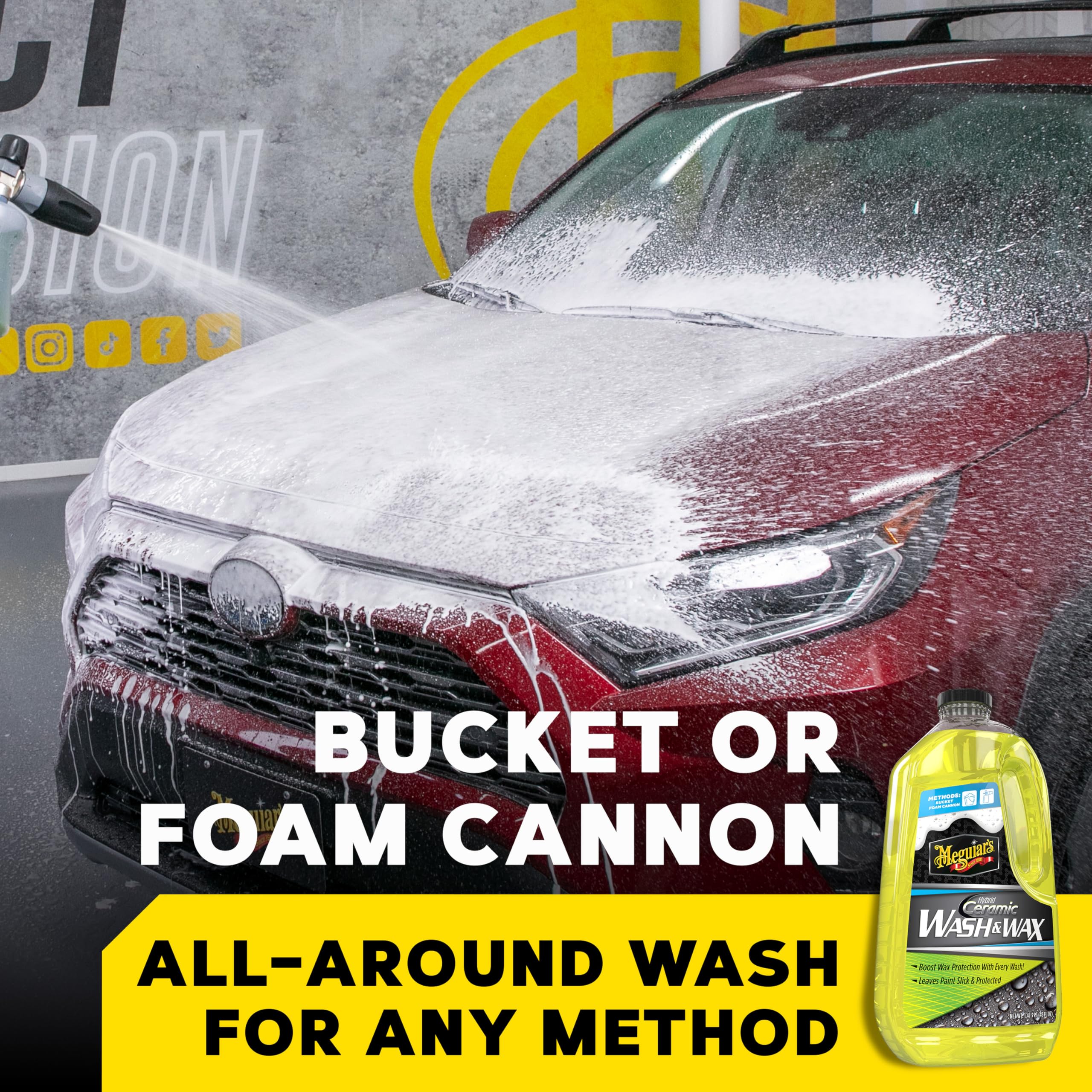 Hybrid Ceramic Wash & Wax Meguiar's - Sophisticated Car Wash Gently Cleans and Adds Shine and Slickness While Boosting Paint with Hybrid Ceramic Wax and Extreme Water Beading - 48oz