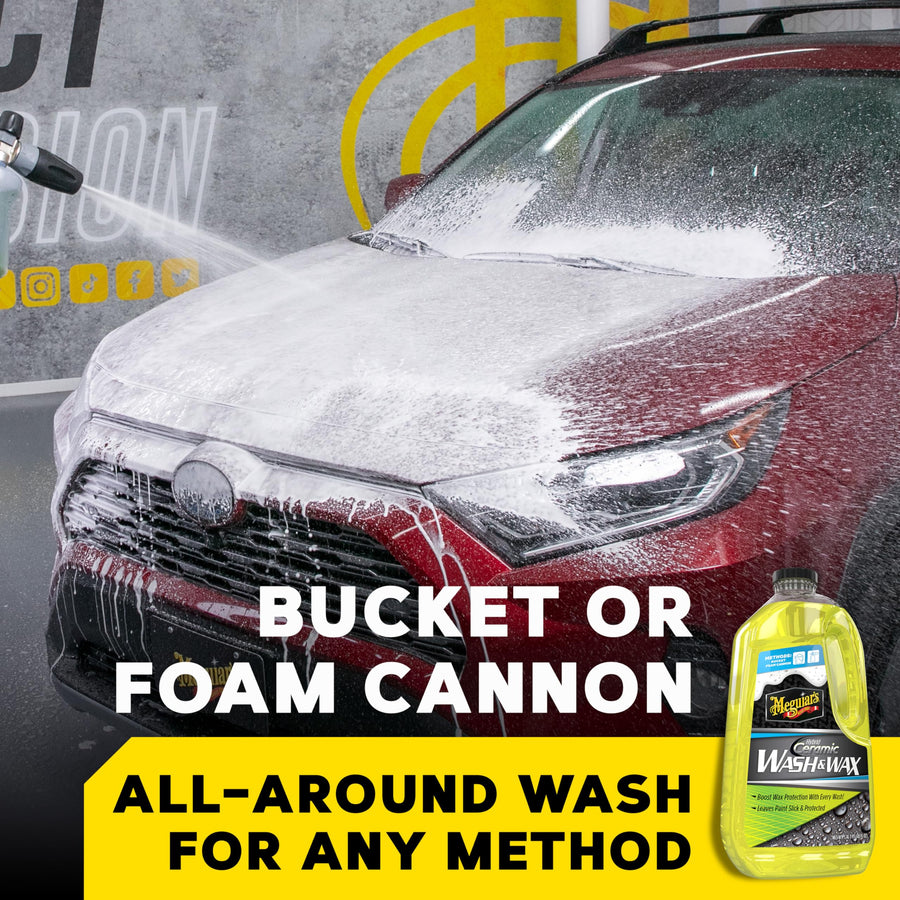 Hybrid Ceramic Wash & Wax Meguiar's - Sophisticated Car Wash Gently Cleans and Adds Shine and Slickness While Boosting Paint with Hybrid Ceramic Wax and Extreme Water Beading - 48oz