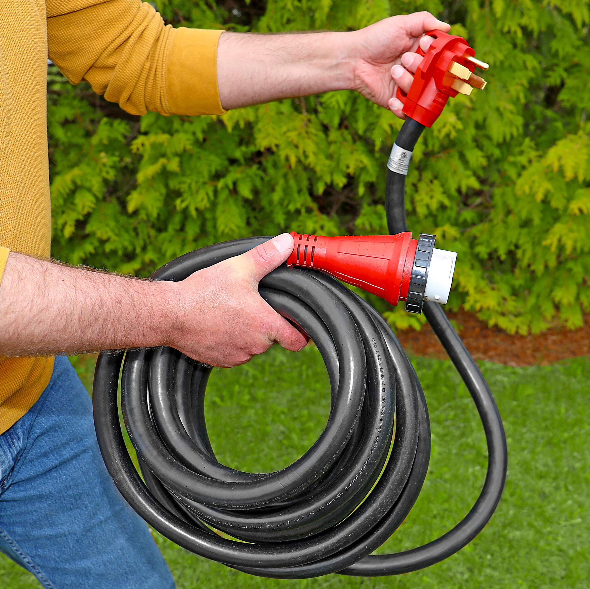 Mighty Cord Valterra A10-5025ED RV 50-Amp Detachable Power Cord, 25 ft., Red