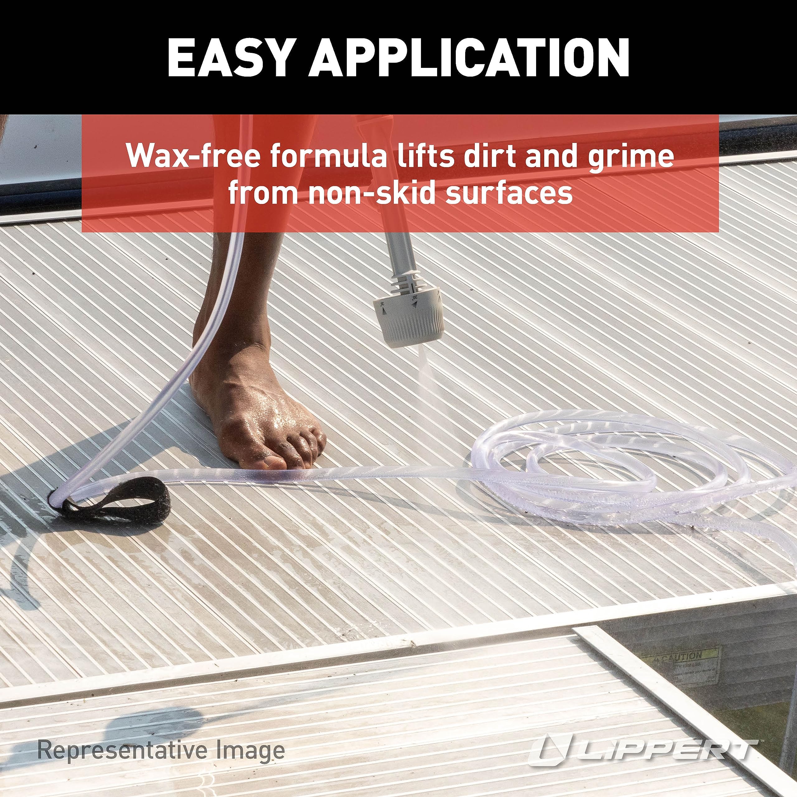 Lippert Floor Cleaner Non-Skid for Boat Interior, 64 oz., Wax-Free Formula, Removes Dirt, Use on Fiberglass Deck Surfaces, American Made – 2022013801