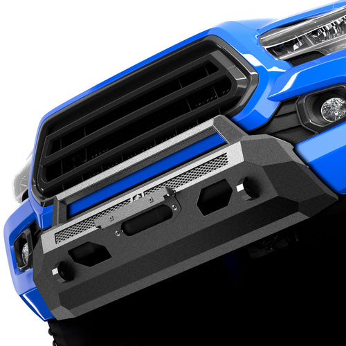 Tyger Auto Fury Bumper Center Guard Compatible with 2016-2023 Toyota Tacoma | Winch Plate | D-Ring | Textured Black | Rock Crawler | TG-BP7T20567
