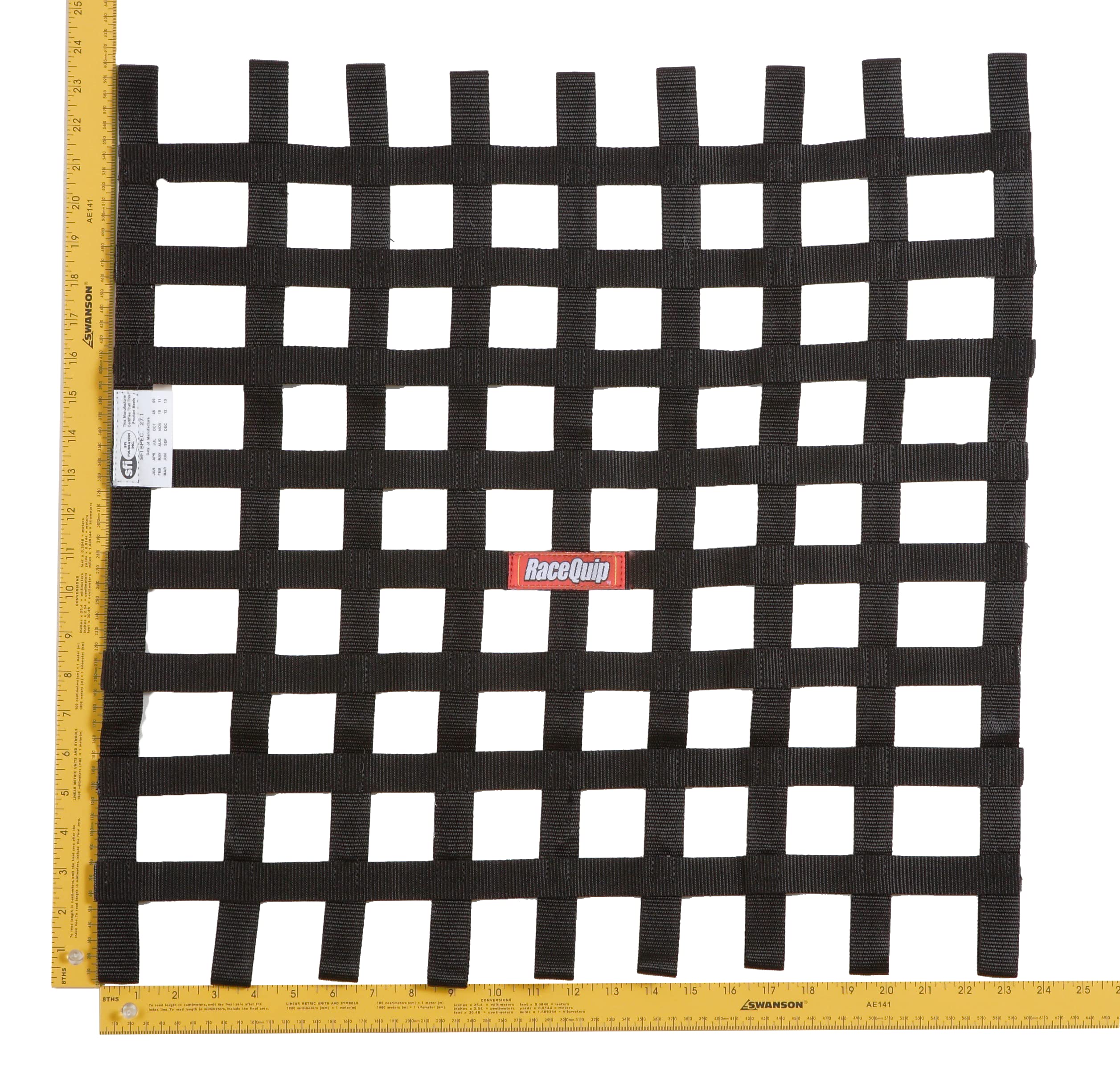 Window Net RaceQuip® 726009RQP SFI 27.1-1 in Webbing - 24 in Square - Black