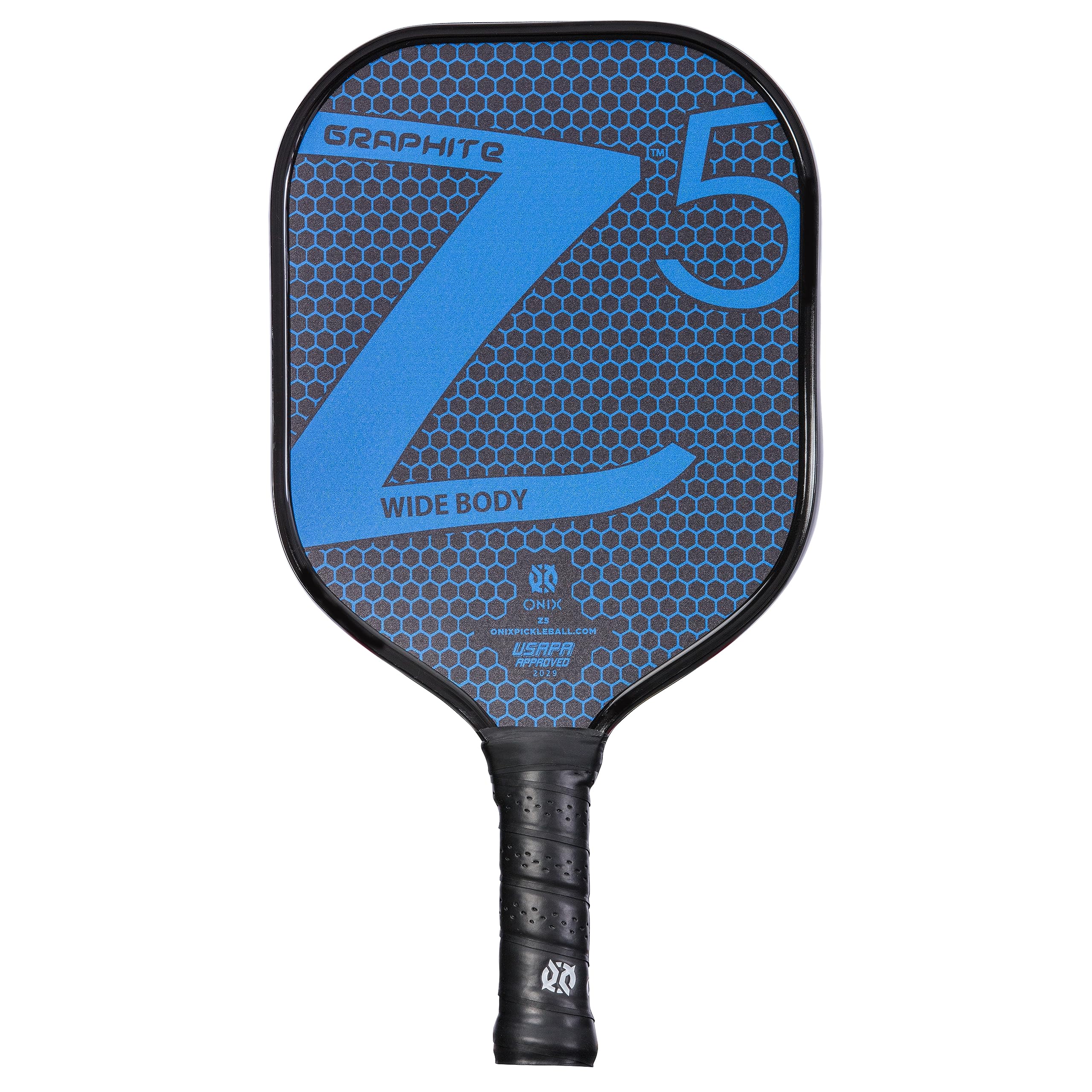 Graphite ONIX Z5 Pickleball Paddle (Graphite Carbon Fiber Face with Rough Texture Surface, Cushion Comfort Grip and Nomex Honeycomb Core for Touch, Control, and Power),Blue