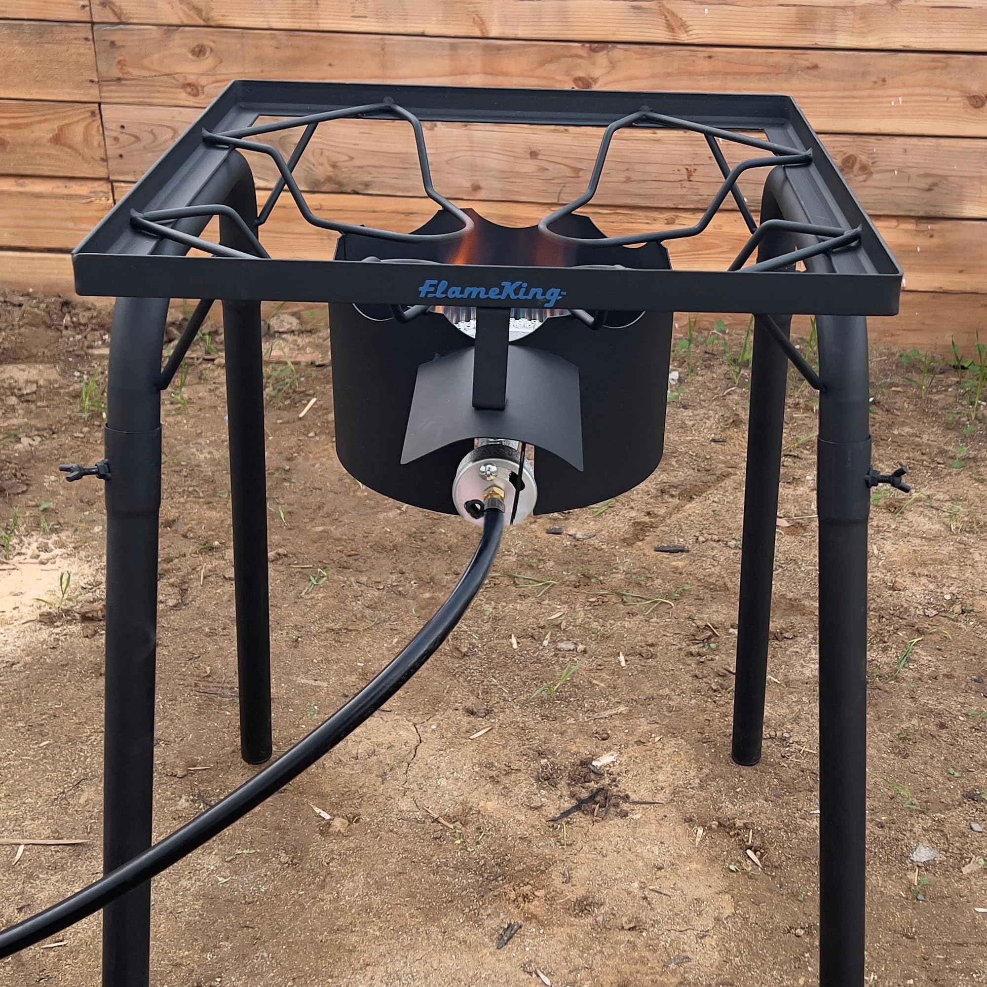 Flame King 100,000 BTU Heavy Duty Propane Gas Single Burner Bayou Cooker Outdoor Stove for Home Brewing, Turkey Fry, Maple Syrup Prep, Cajun Cooking