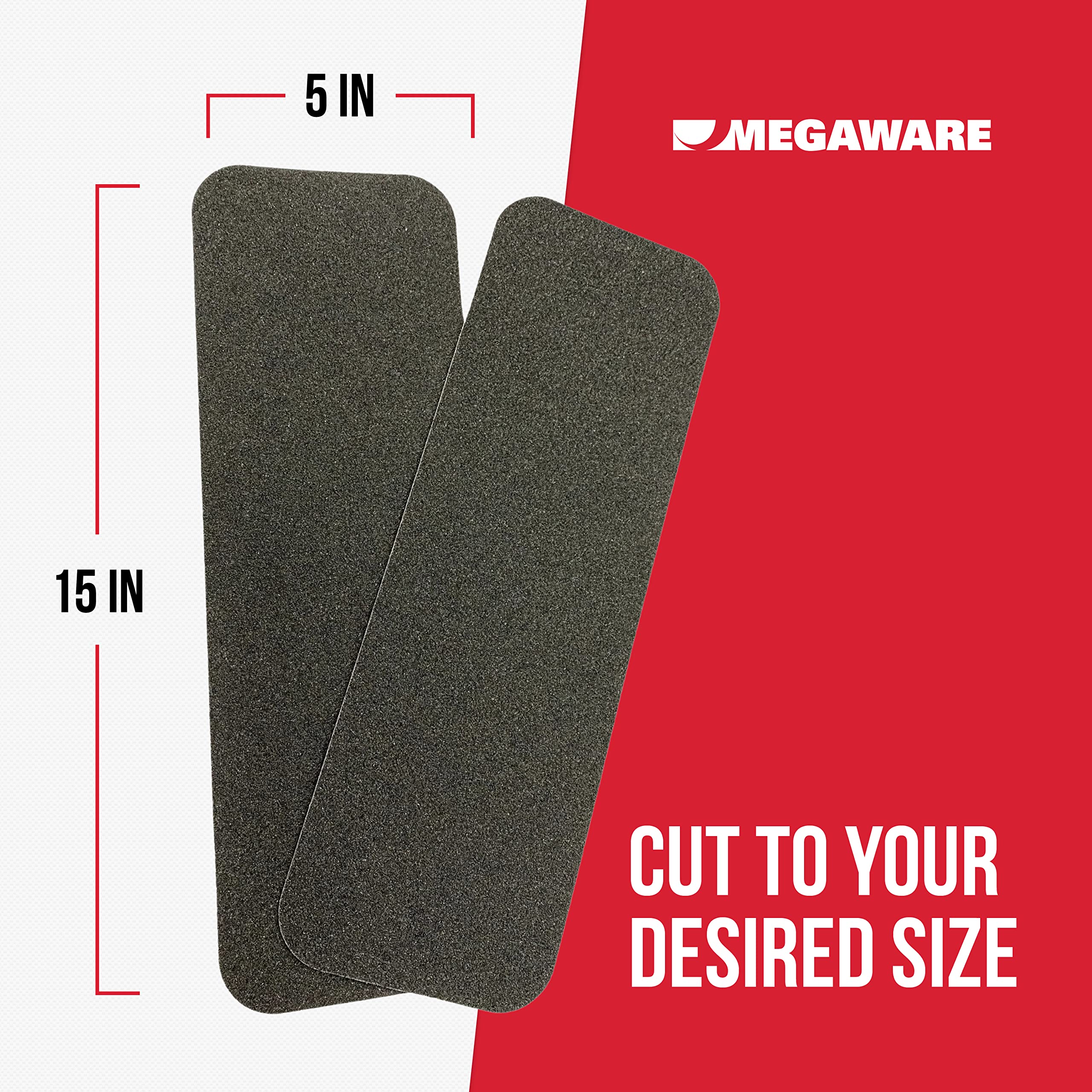 GripGuard MEGAWARE - Anti-Slip Traction Grip Tape - 2 Pack, Pre-Cut Safety Tape for Trailer Fenders and Steps - Prevents Slips and Falls (15" x 5")