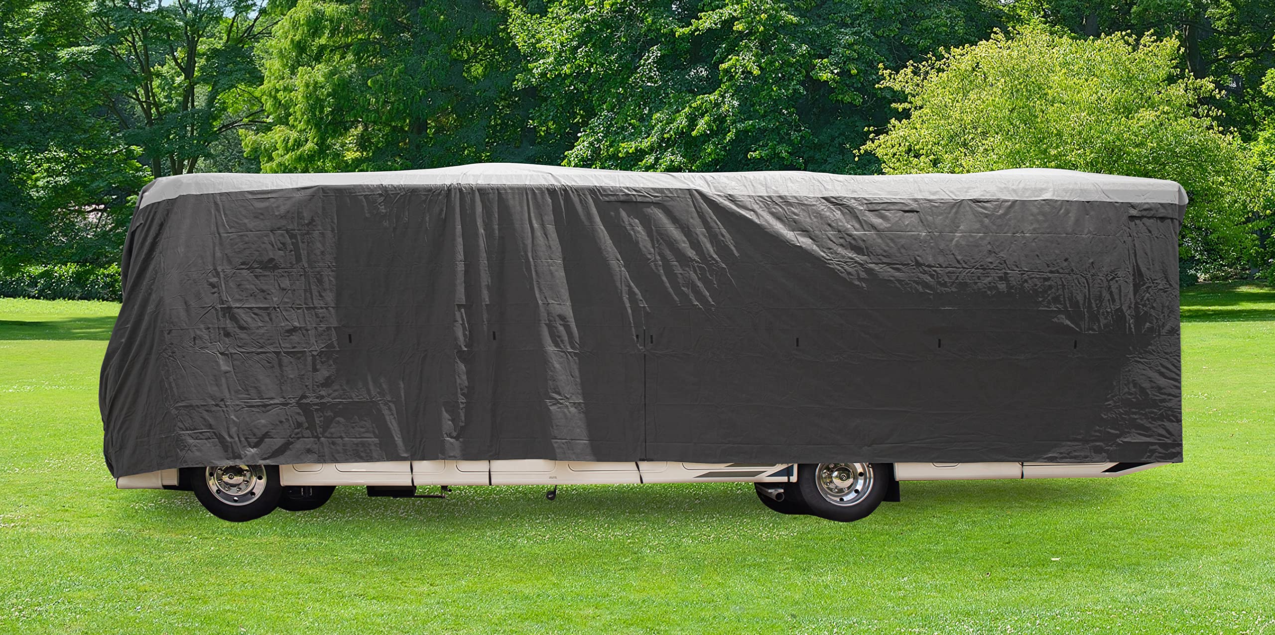 ULTRAGuard Camco 34 to 36-Ft Travel Trailer/Class A RV Cover - Features Zipper Entry Doors & Covered Air Vents - Crafted of Spunbond Polypropylene - Storage Bag for RV Storage & Organization (45734)