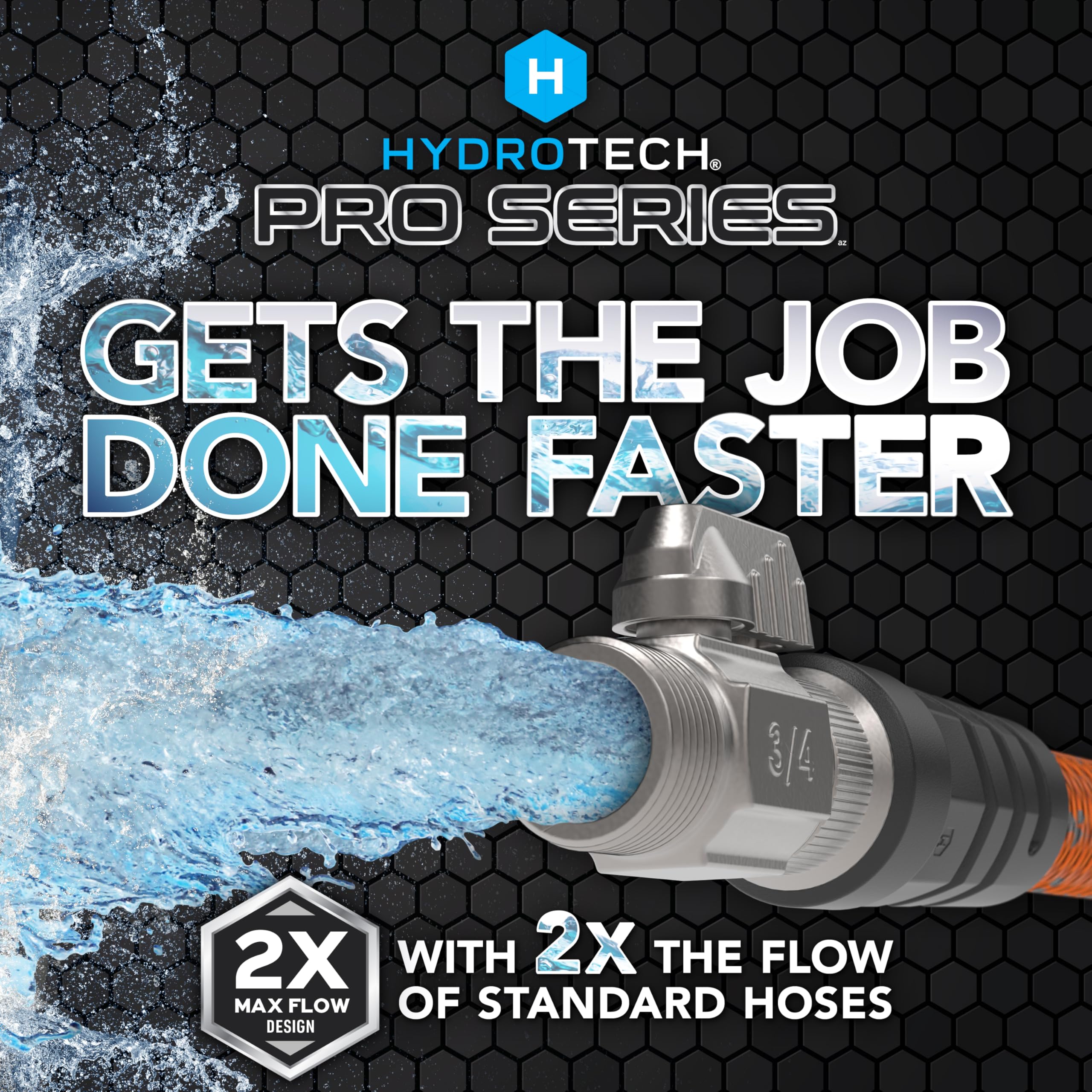 75 ft HydroTech Expandable Garden Hose - Pro Series, 2x Max Flow, 3/4" No-Kink Flexibility, Lightweight Hose for Lawn, Garden, Car Washing, Deck and Patio Cleaning