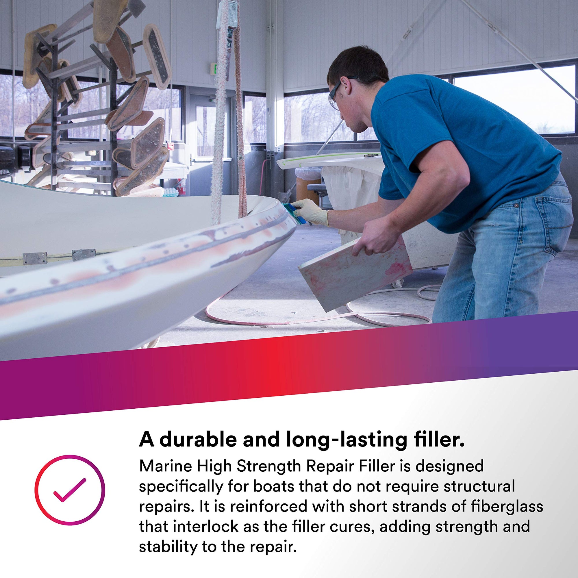 3M High Strength Marine Repair Filler, 46014, 1 gal, White, Gallon