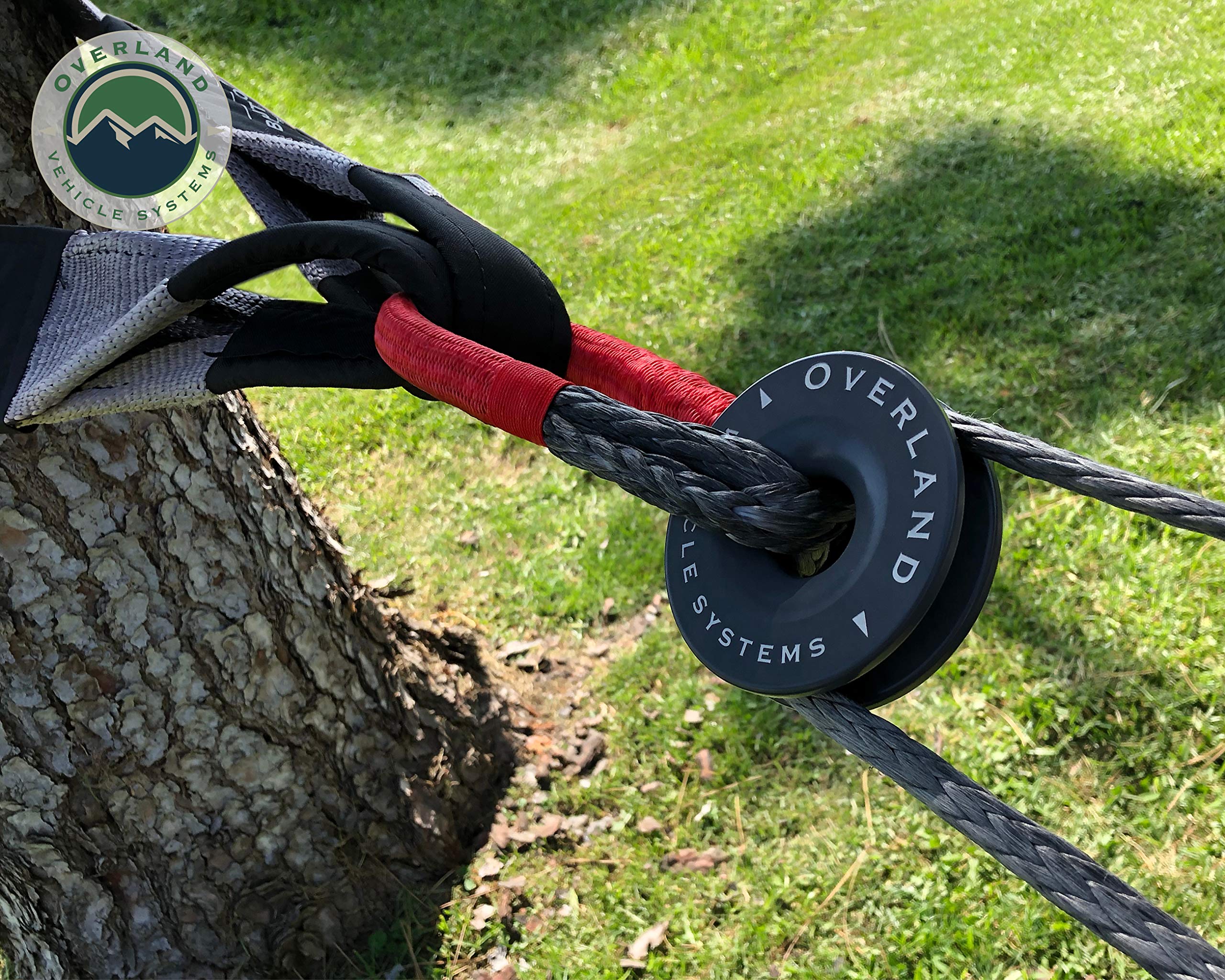 5/8" Overland Vehicle Systems Soft Shackle 44,500 lb. with Collar - 22" - 600 Denier Ballistic Nylon Storage Bag - Dyneema Synthetic Fiber Rope with Collar - for Automotive Recovery and Towing