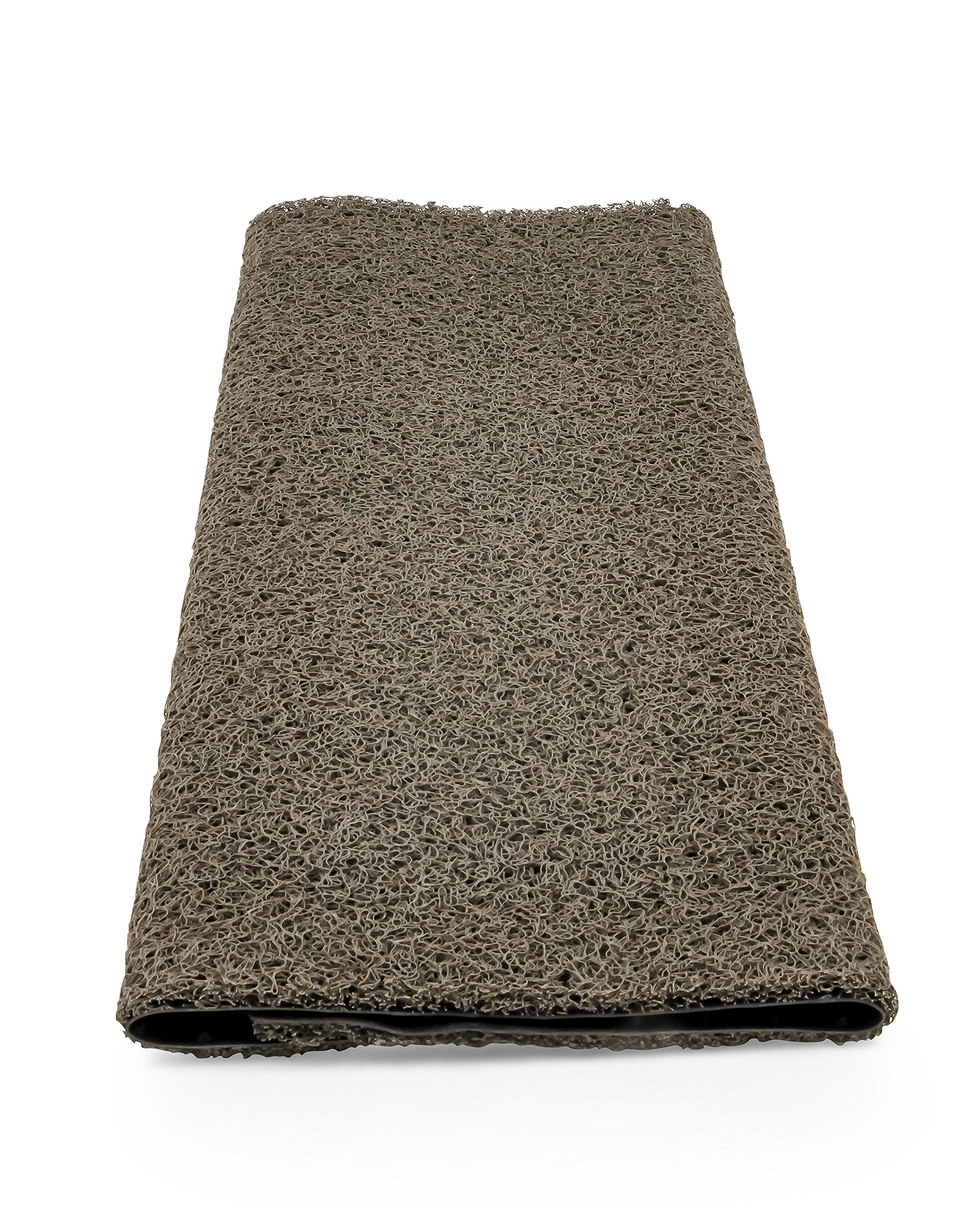Camco Wrap Around Premium RV Step Rug – 22" x 23" Cushioned PVC Scrub Mat for Manual & Electric RV Steps – Easy Install with Springs – Gray (42968)