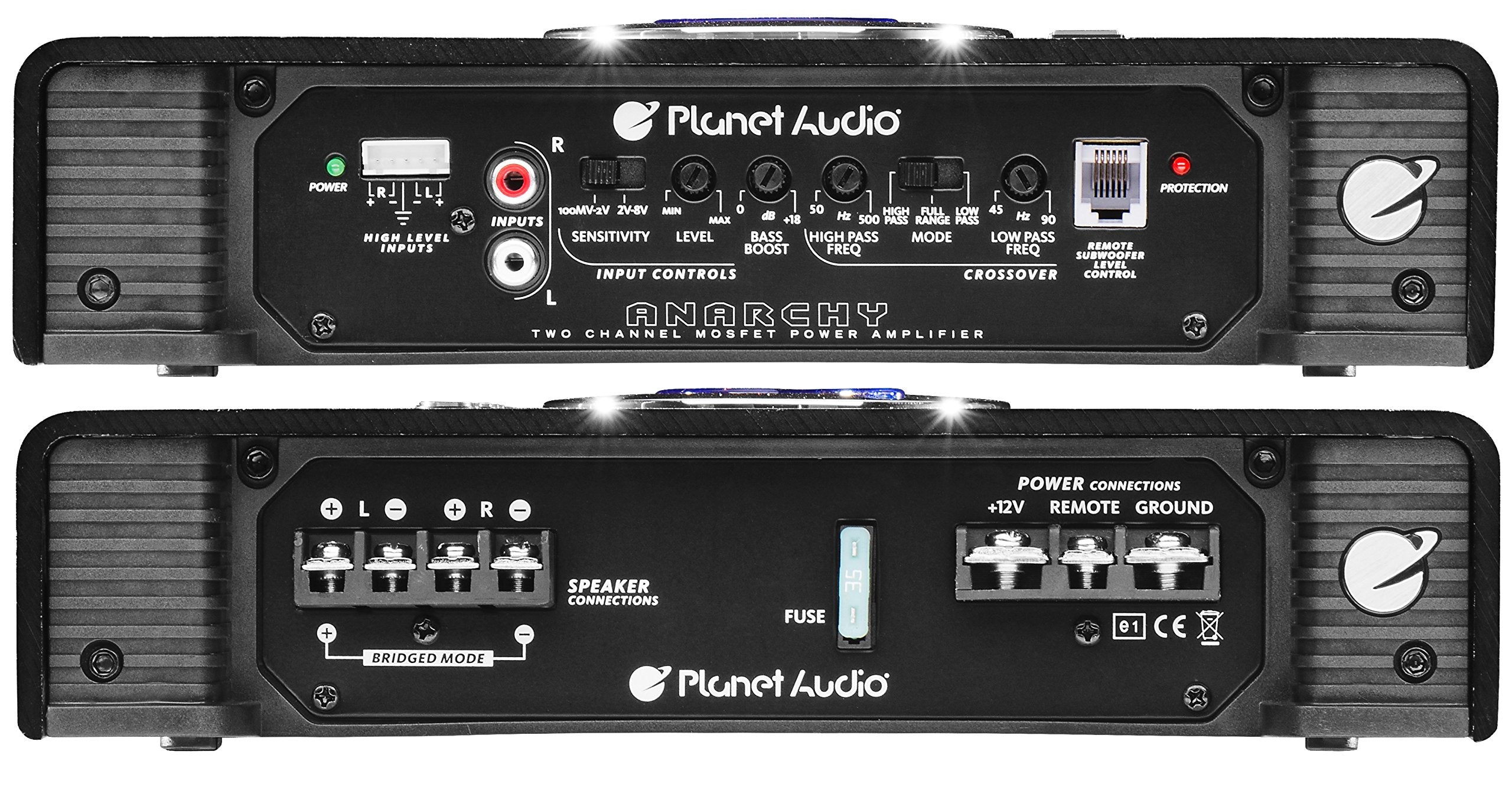 AC1200.2 Planet Audio 2 Channel Car Amplifier - 1200 High Output, High/Low Level Inputs, High/Low Pass Crossover, Hook Up to Subwoofer for Bass