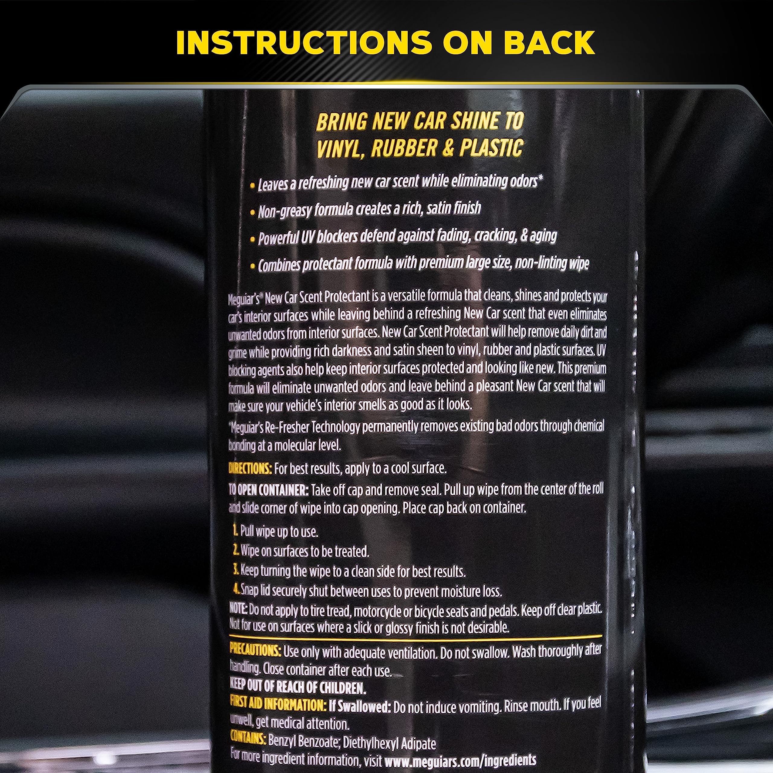 Meguiar's Protectant Wipes New Car Scent - Easy to Use Car Wipes that Protect and Freshen Your Car's Interior - Ideal for Car Detailing & Maintenance - 30 Ct