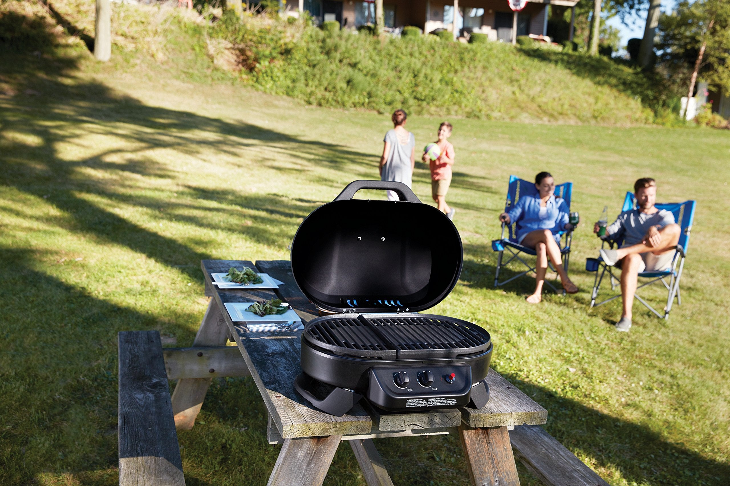 RoadTrip Coleman 225 Portable Tabletop Grill, 2-Burner Gas Grill with Matchless Ignition & Adjustable Temperature Control, 11,000 BTUs of Power for Grilling, Tailgating, Camping, BBQ, & More