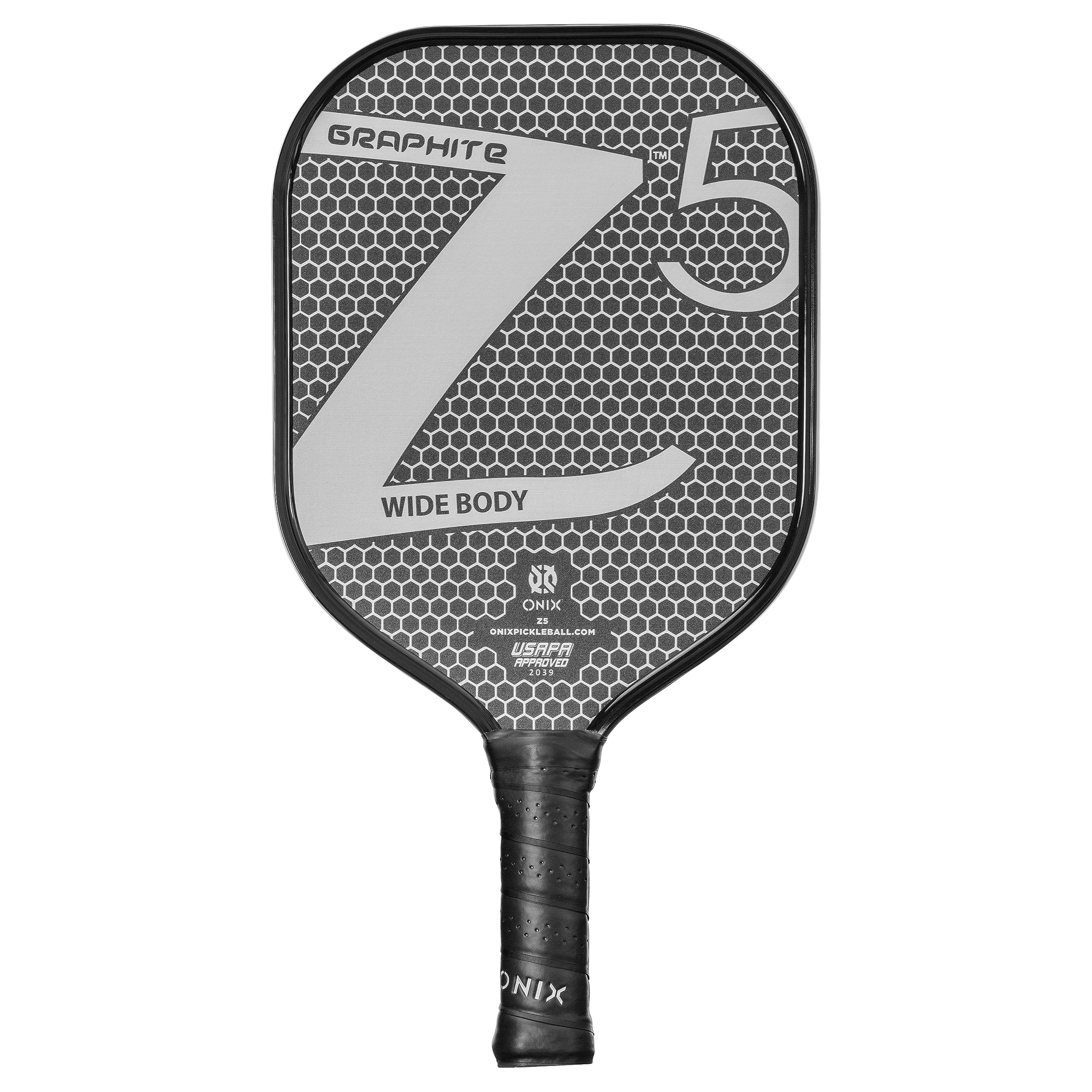 Graphite ONIX Z5 Pickleball Paddle (Graphite Carbon Fiber Face with Rough Texture Surface, Cushion Comfort Grip and Nomex Honeycomb Core for Touch, Control, and Power),White