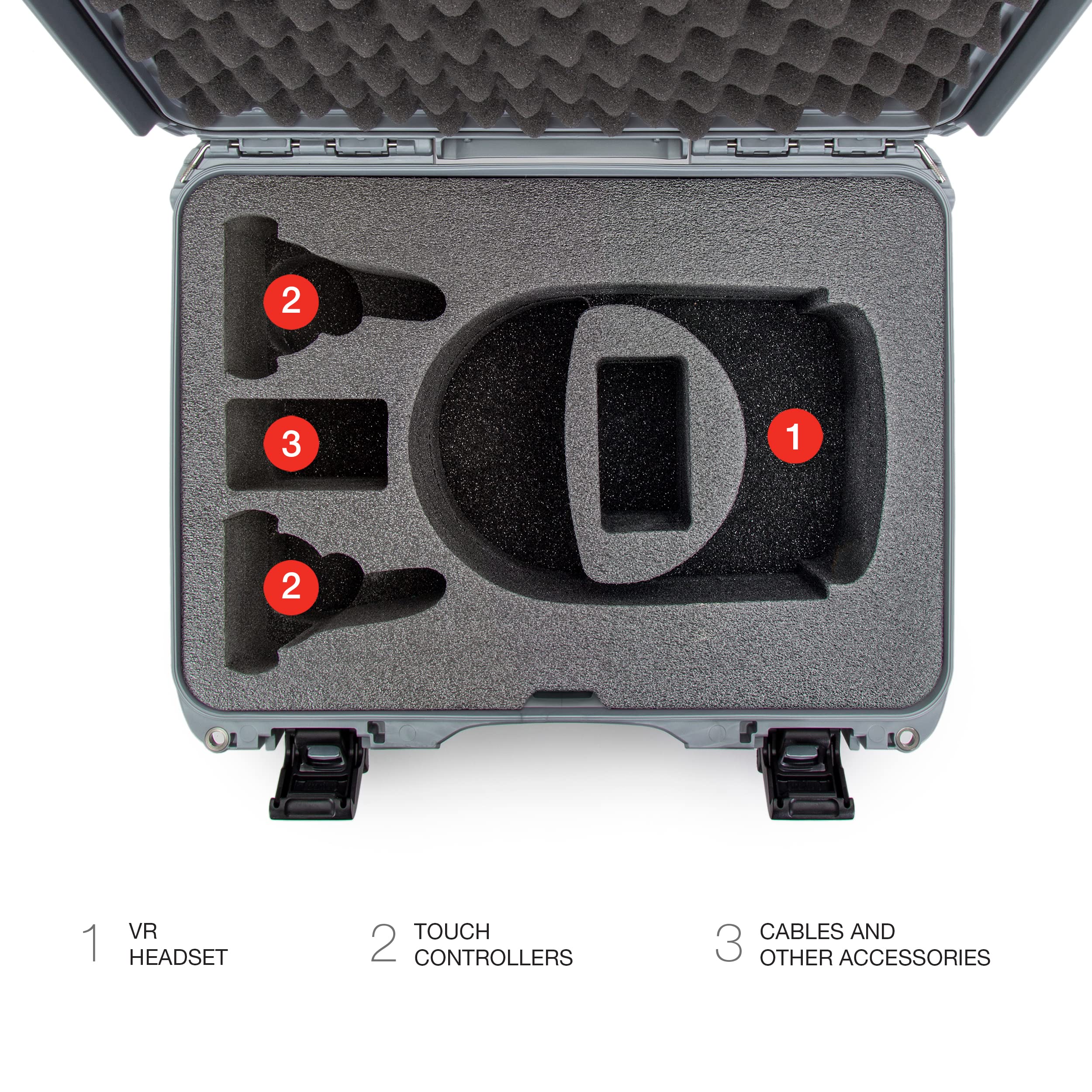 Waterproof Hard Case Nanuk 925 with Foam Insert for Oculus Quest 2 - Silver