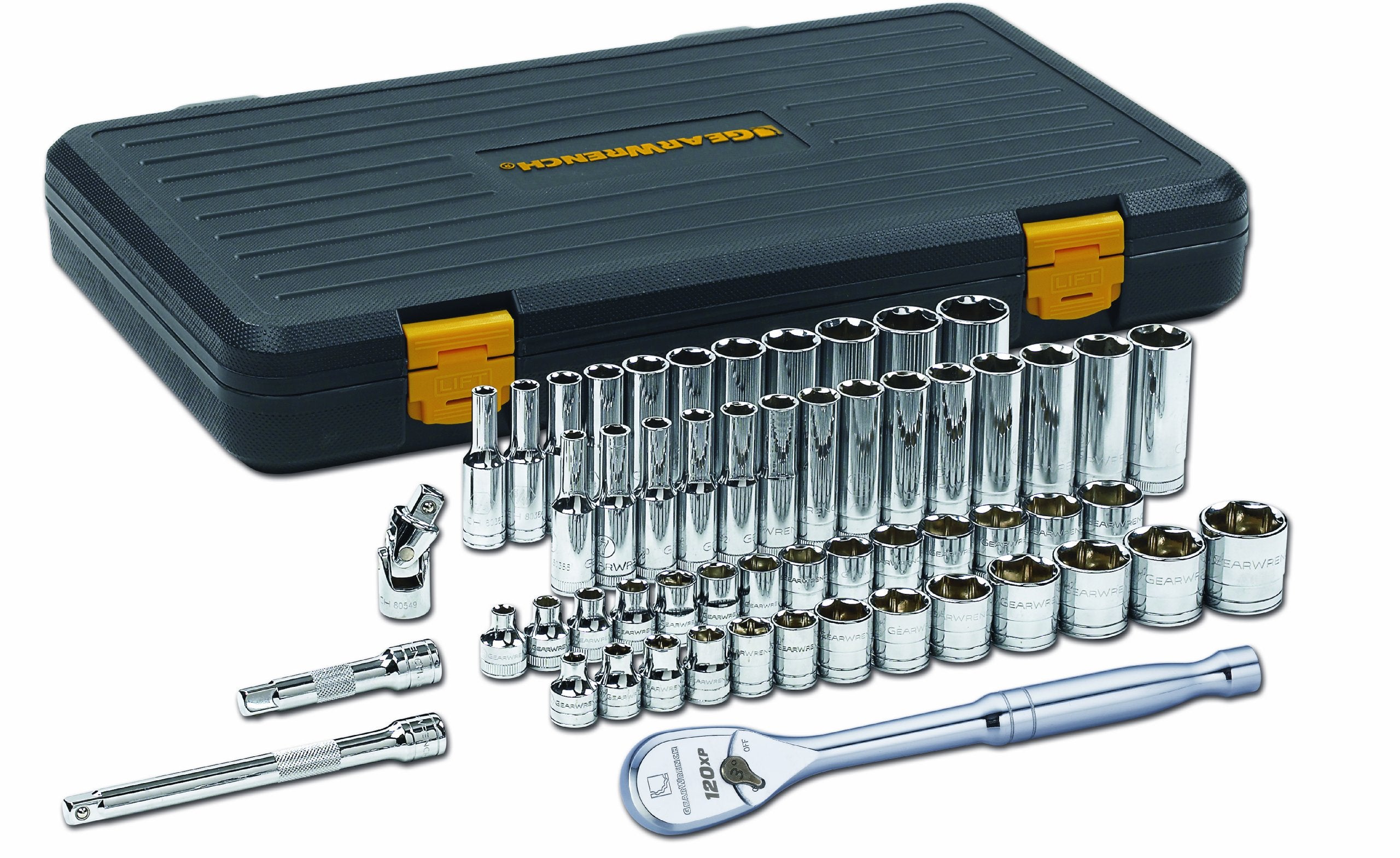 3/8" Drive GEARWRENCH 56 Pc. 6 Pt. 120XP Mechanics Tool Set, Standard & Deep, SAE/Metric - 80550P