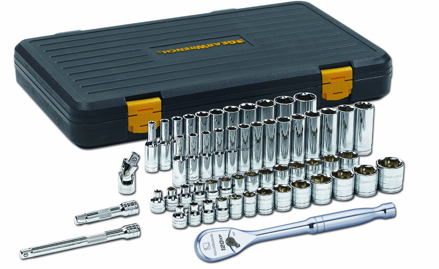 3/8" Drive GEARWRENCH 56 Pc. 6 Pt. 120XP Mechanics Tool Set, Standard & Deep, SAE/Metric - 80550P