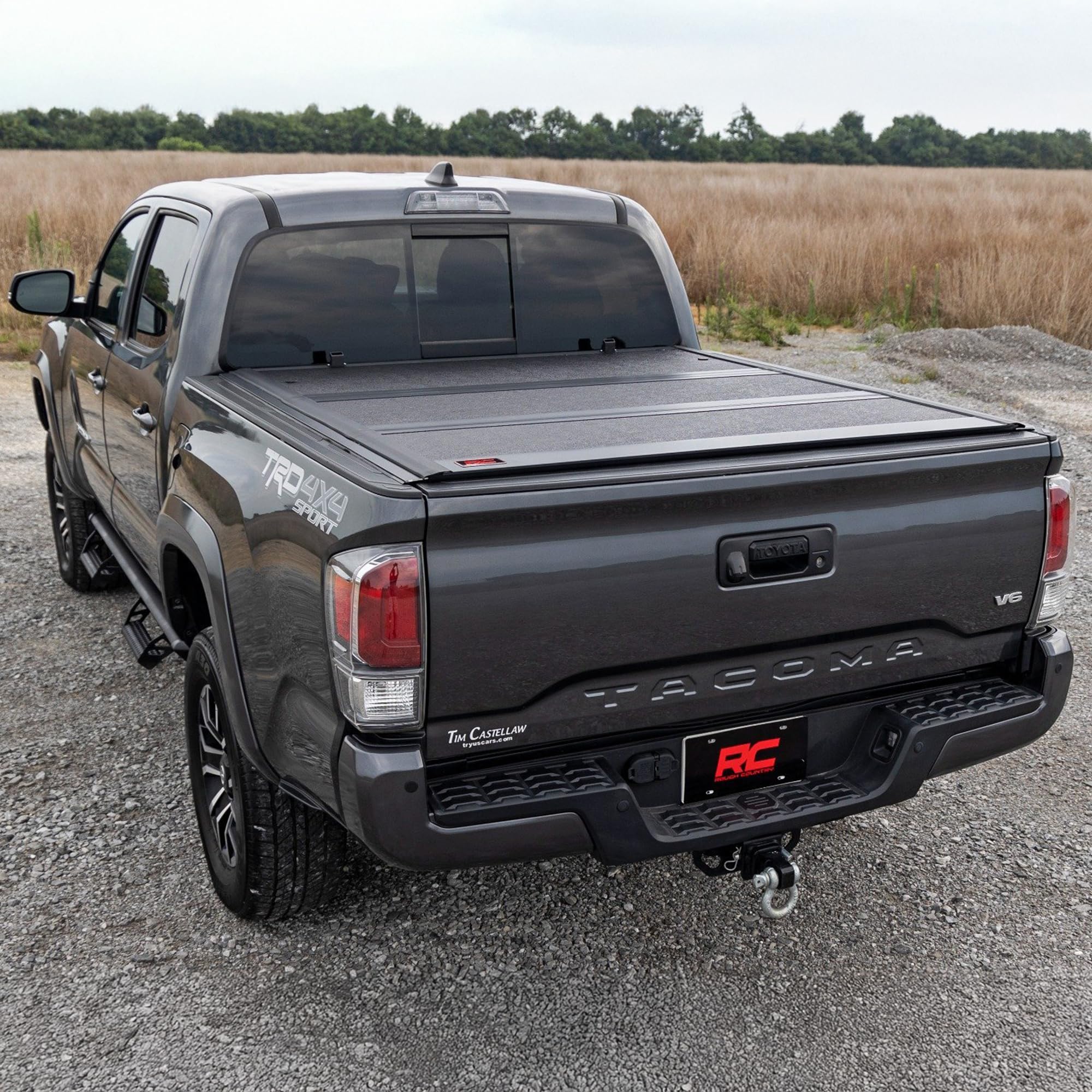Toyota Tacoma Hard Tri-Fold Tonneau Cover for Rough Country (2016–2023) - Low-Profile Aluminum Truck Bed Cover, Fits 5' Bed (60.5")