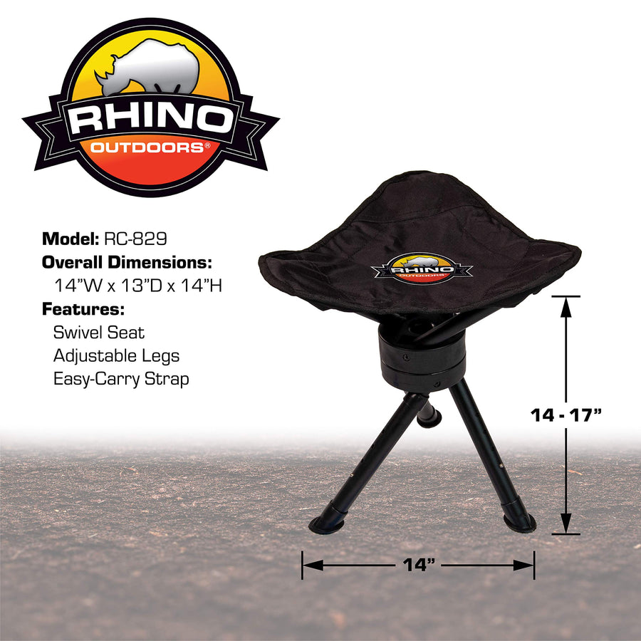 Rhino Outdoors RC-829 Hunting Swivel Stool w/Adjustable Legs, Black