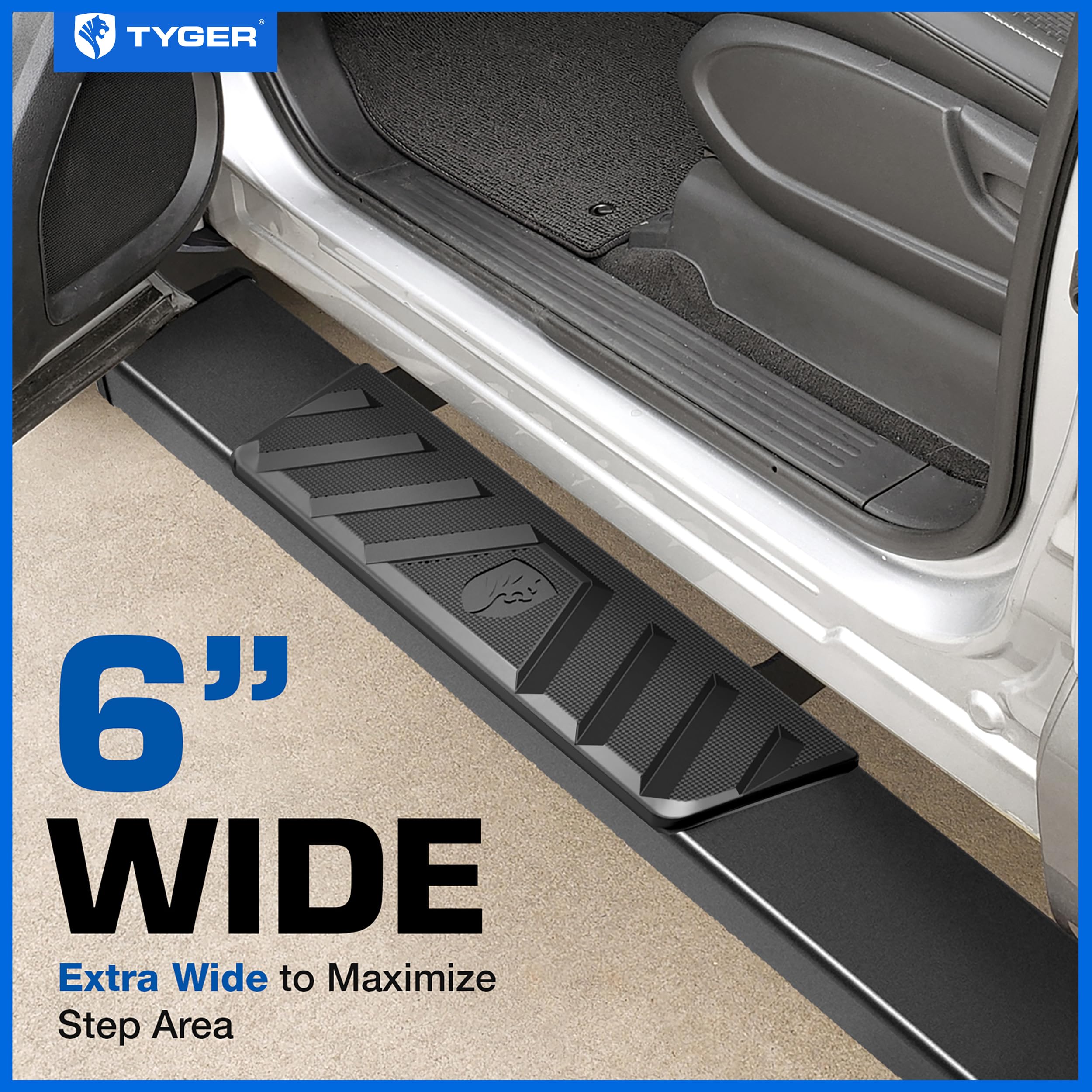 6" Tyger Auto Riser Running Boards Compatible with 2019-2026 Ram 1500 (Not fit 19-24 Classic) | Quad Cab | TG-RS6D60268 | Side Step Rails Nerf Bars