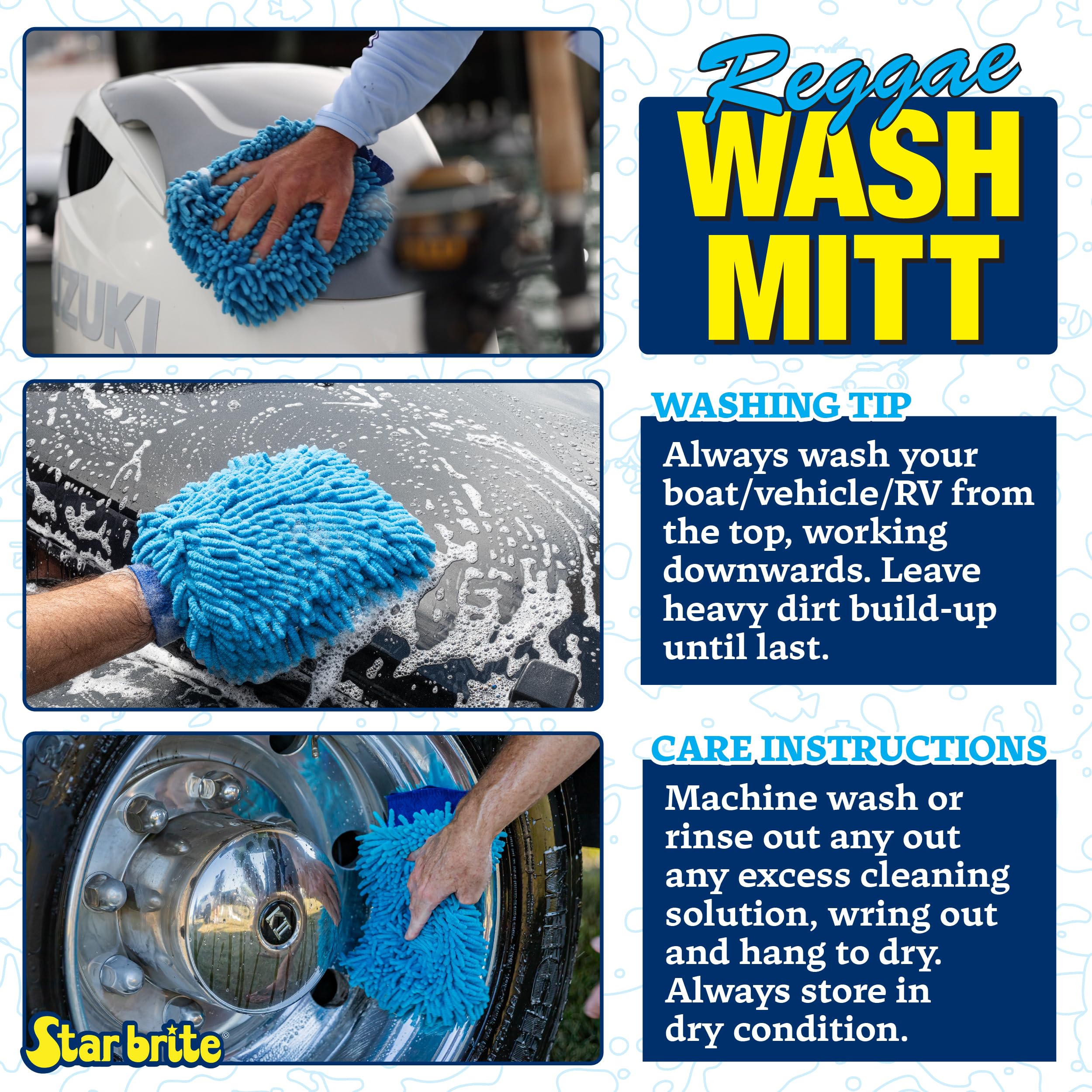 Microfiber STAR BRITE Reggae Wash Mitt (Blue) (040105)