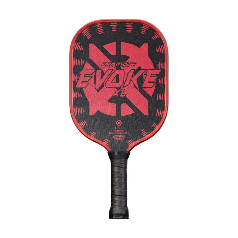 Graphite Onix Evoke XL Pickleball Paddle Features Polypropylene Core, Graphite Face, and Oversized Shape, Red