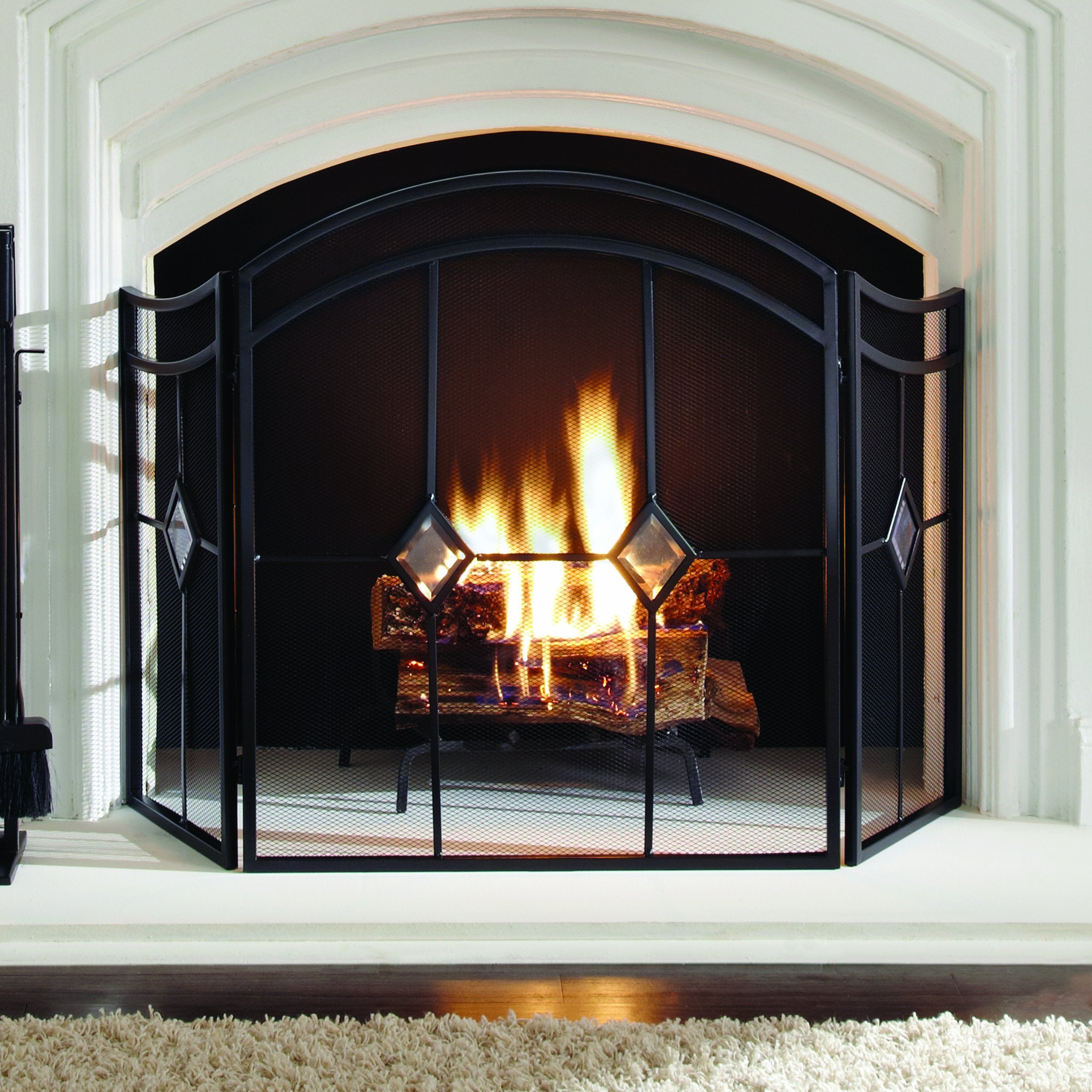 Arched Pleasant Hearth Diamond 3-Panel Fireplace Screen, Espresso Powder Coated