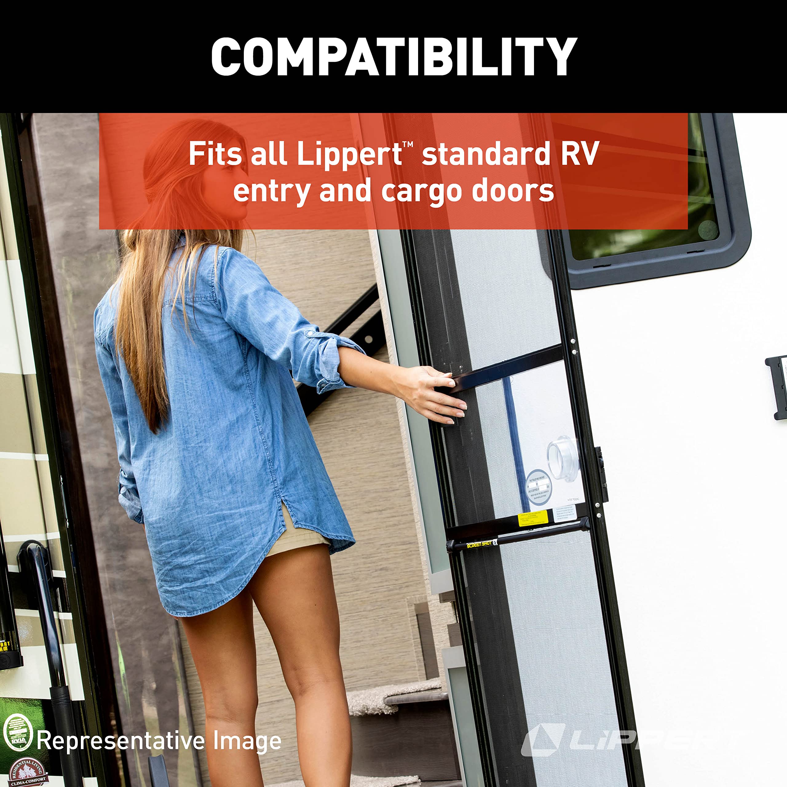 Lippert RV Entry Screen Door/Cargo Door Standard Replacement Rubber Bumper with Durable Plastic, Easy Installation - 201478