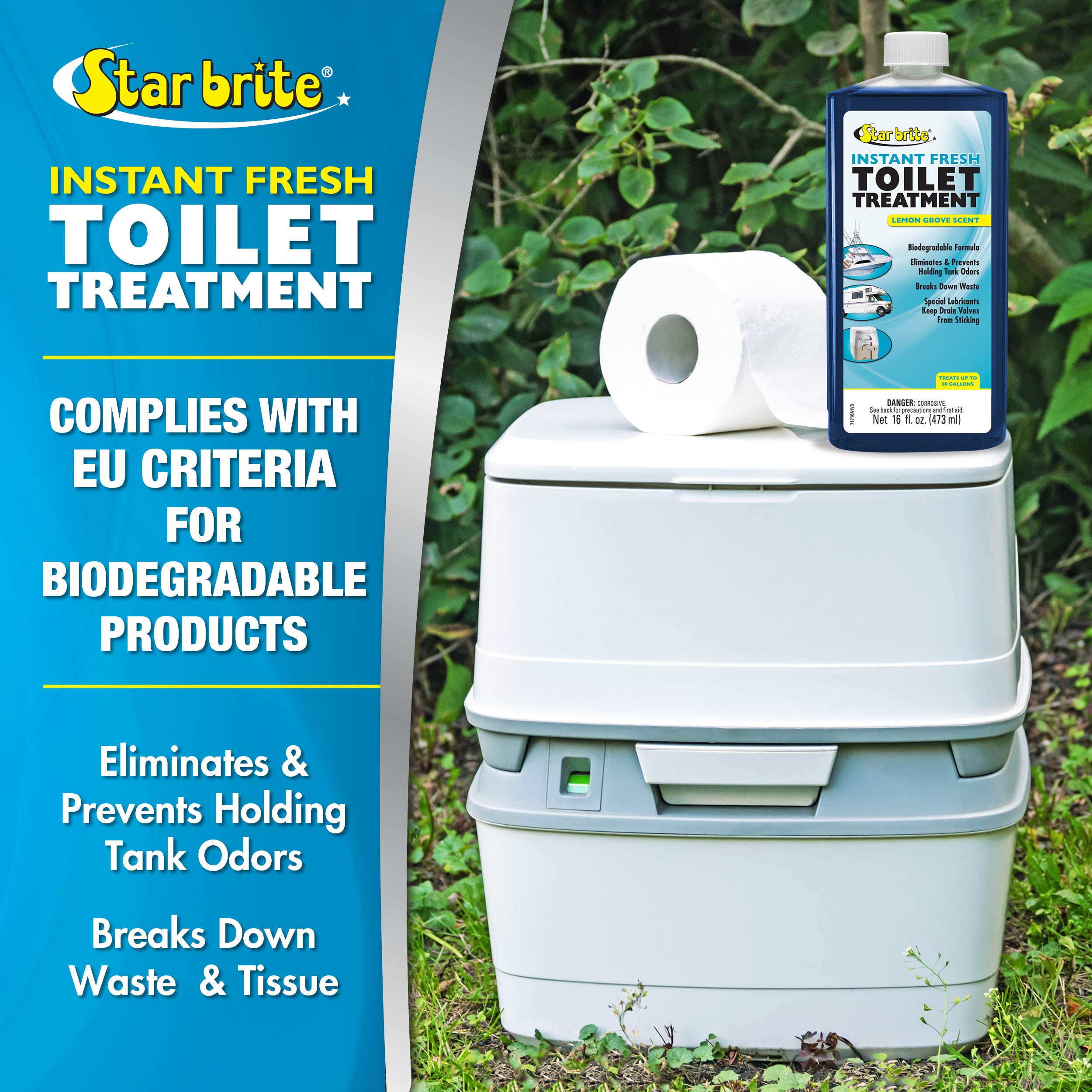 Instant Fresh STAR BRITE Toilet Treatment - Lemon Scent, Odor & Waste Control, 32oz (071732)