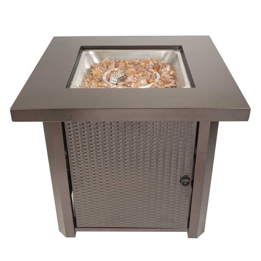 Wilmington Table Gas Fire Pit, Pleasant Hearth OFG321S Hammered Bronze