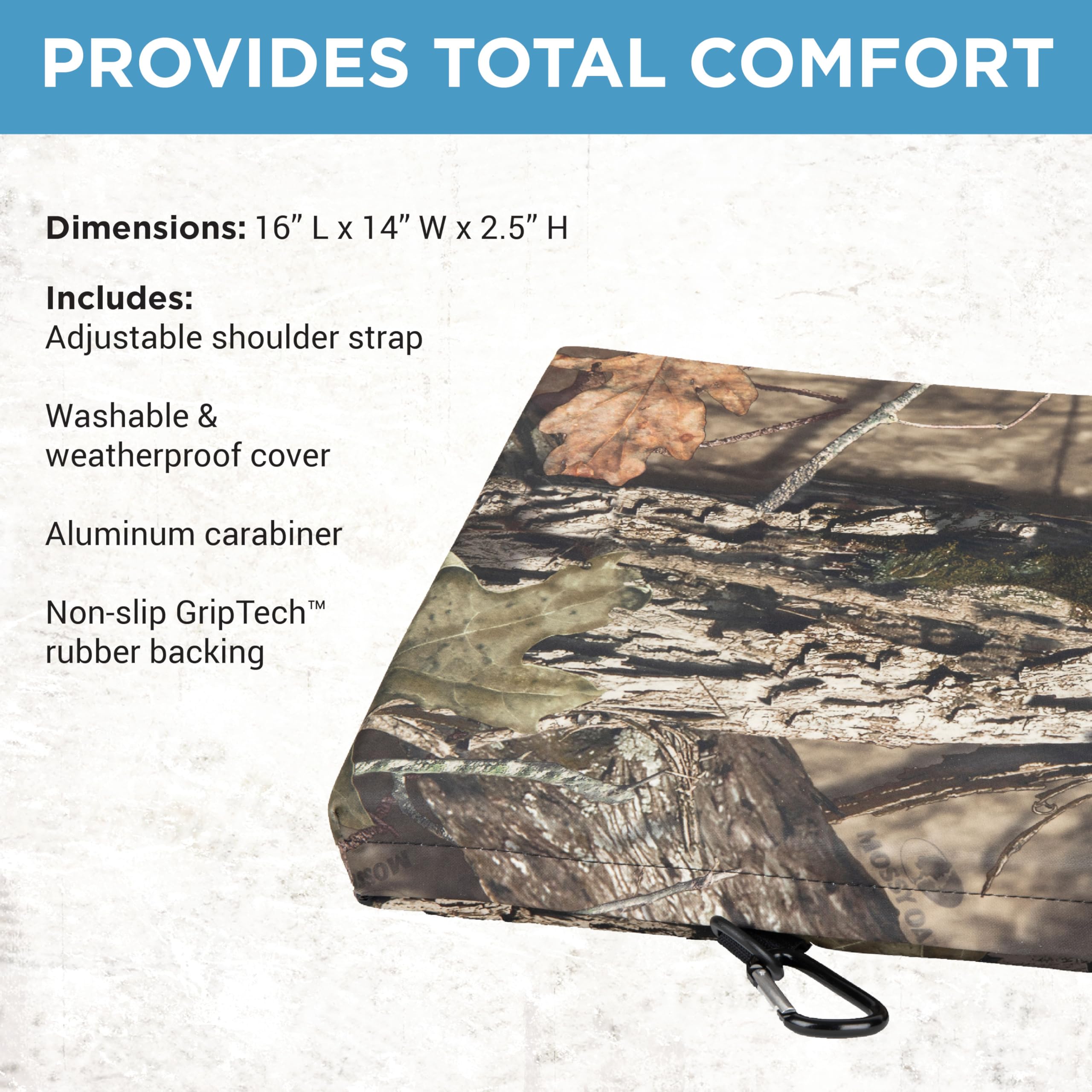 LiteCore Tail Mate Premium Seat Cushion with Memory Foam for Stadium Seats, Office, Home, Car, Hunting, Travel, and More, Mossy Oak