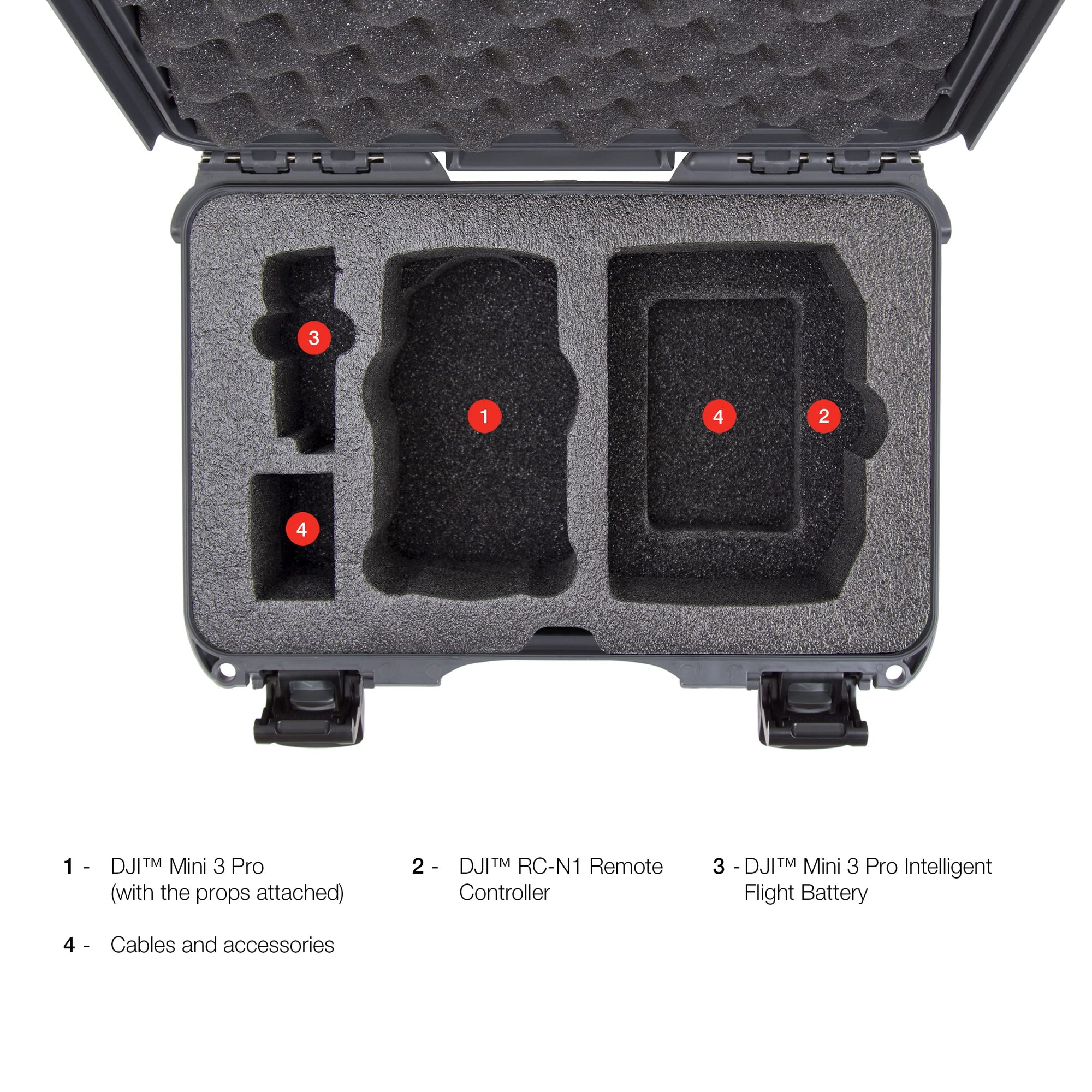 Waterproof Nanuk 909 Hard Case with Custom Insert for DJI Mini 3 and RC-N1 Remote - Graphite (909S-080GP-0A0-C0598)