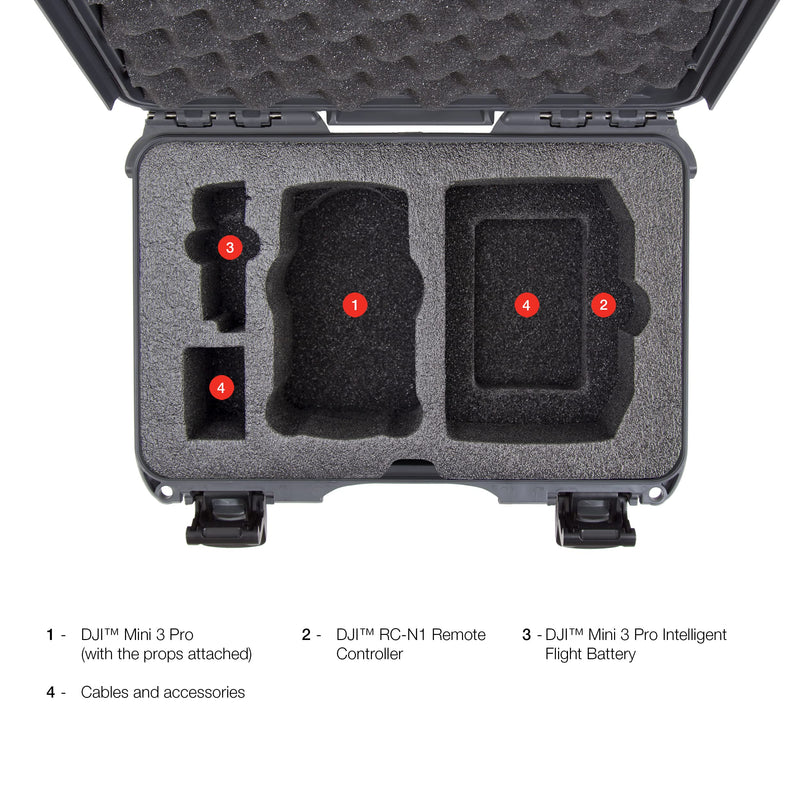 Waterproof Nanuk 909 Hard Case with Custom Insert for DJI Mini 3 and RC-N1 Remote - Graphite (909S-080GP-0A0-C0598)