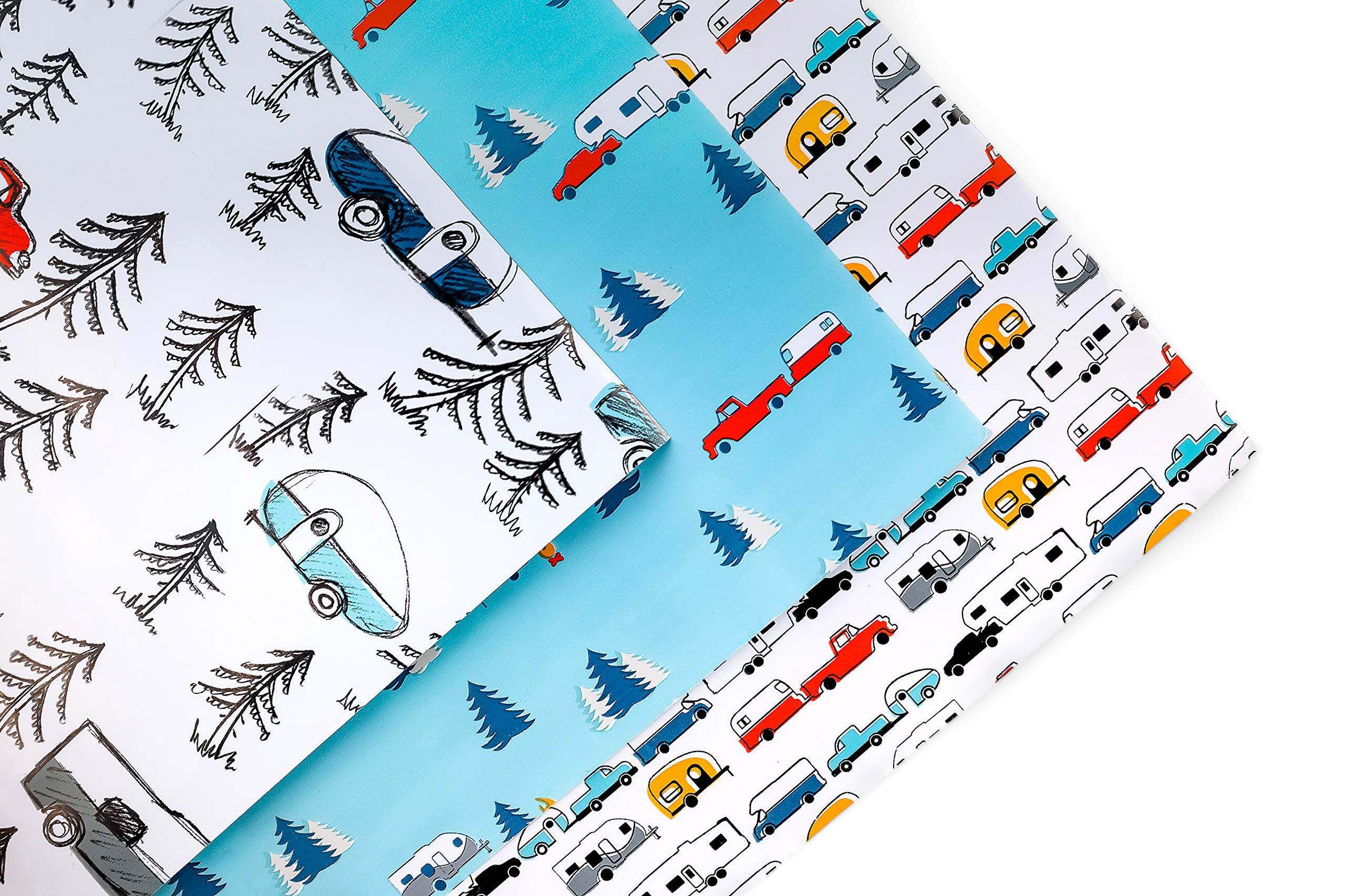 Camco Decorative Gift Wrapping Paper Set Life is Better at The Campsite with 3 Different Designs - Excellent for The Holidays, Birthdays and Other Special Occasions! (53239)