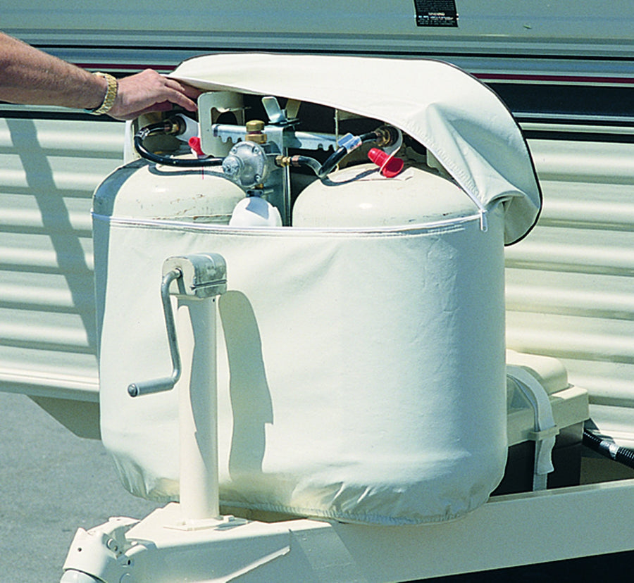 Double 30 ADCO RV Propane Tank Cover,White