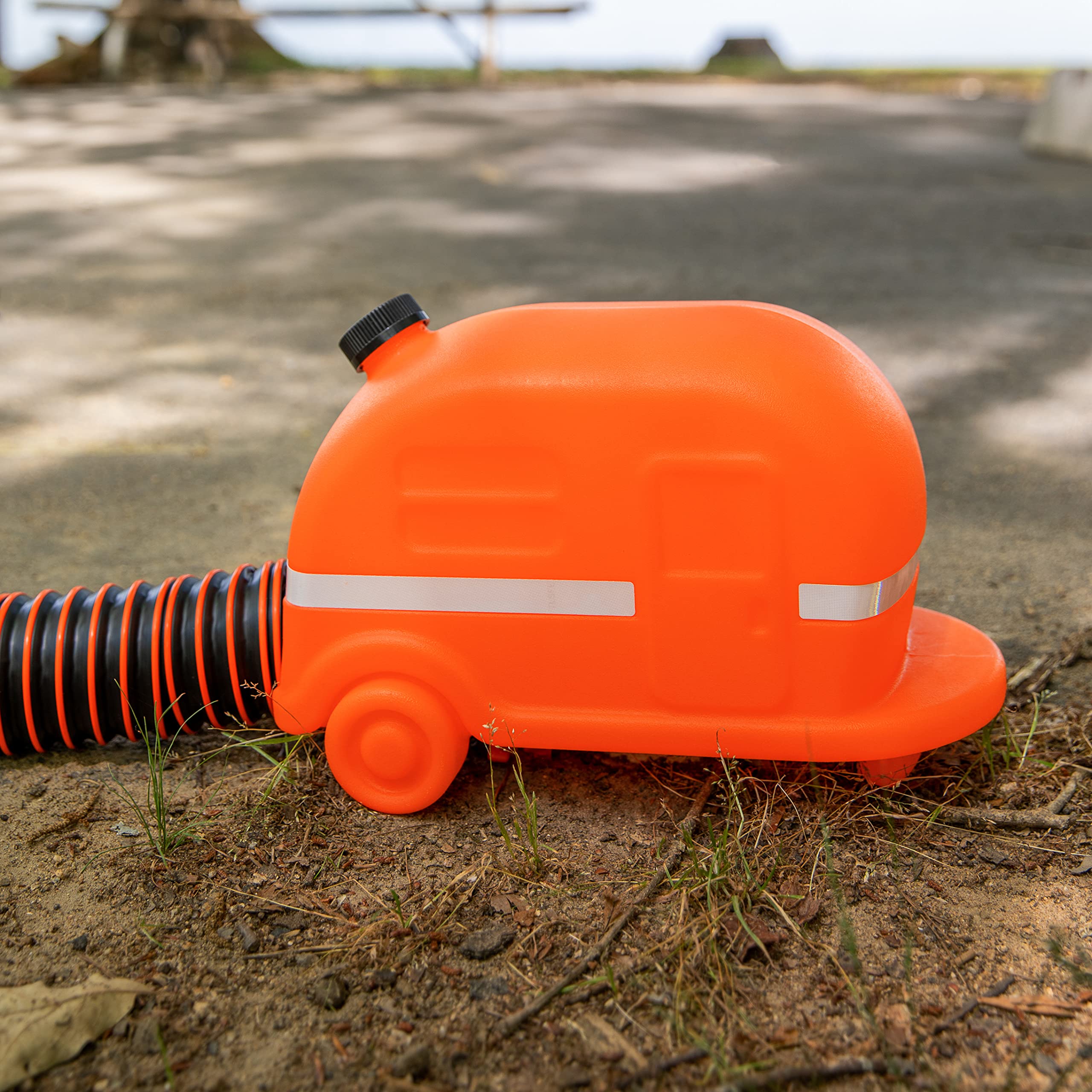 Camco Retro Orange Camper RV Sewer Weight-Safely Secures Your 4-in-1 Adapter in Place at Dump Stations-Features a Fillable Tank and Reflective Tape (43100)