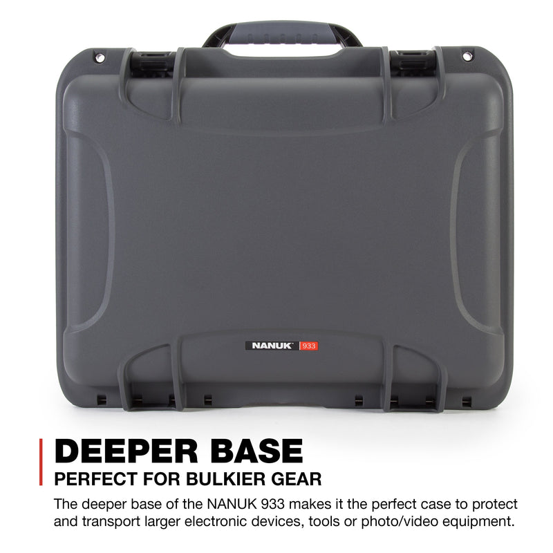 Waterproof Nanuk 933 Hard Case with Padded Dividers - Graphite