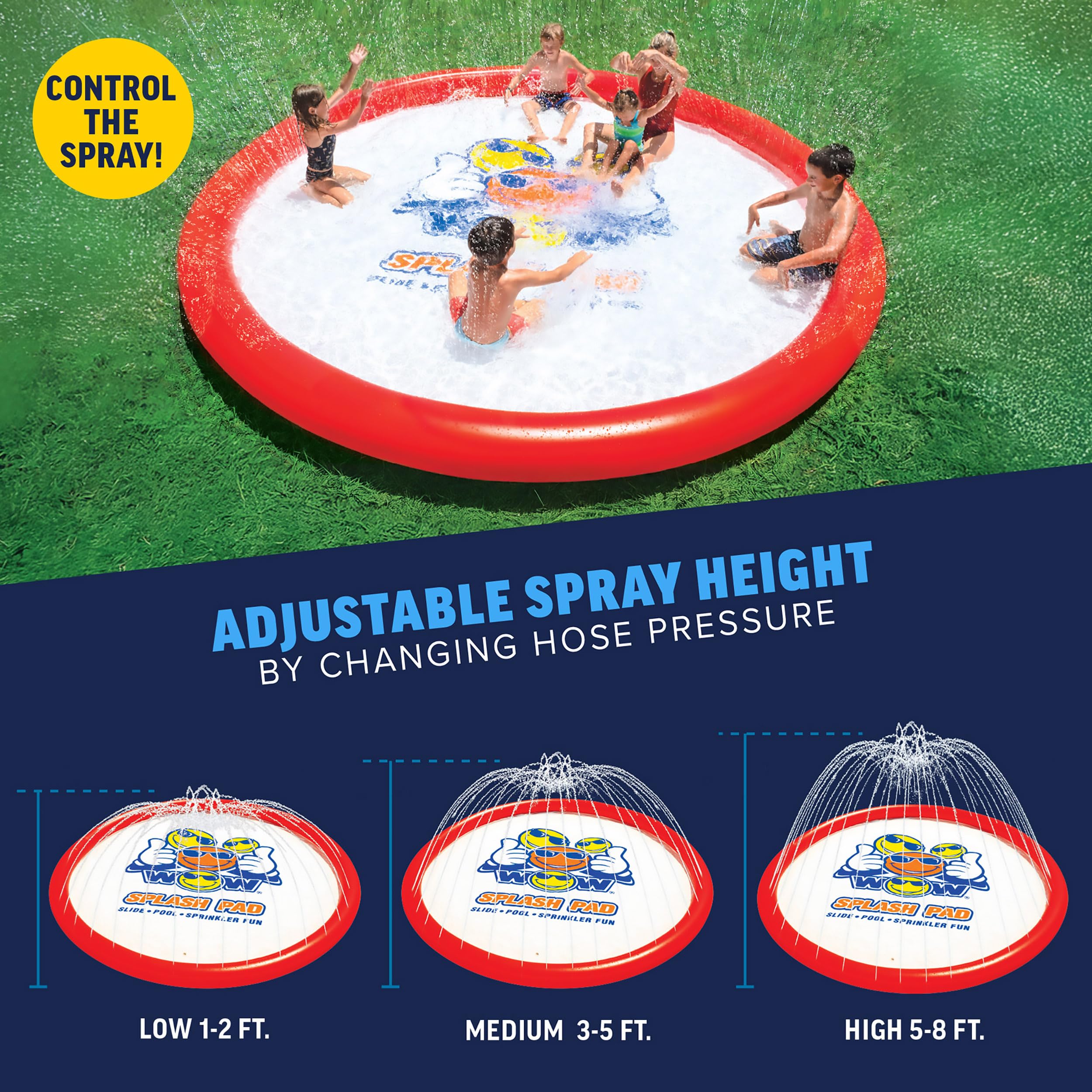 Giant WOW Sports Splash Pad, Durable Wading Pool with Built in Sprinklers