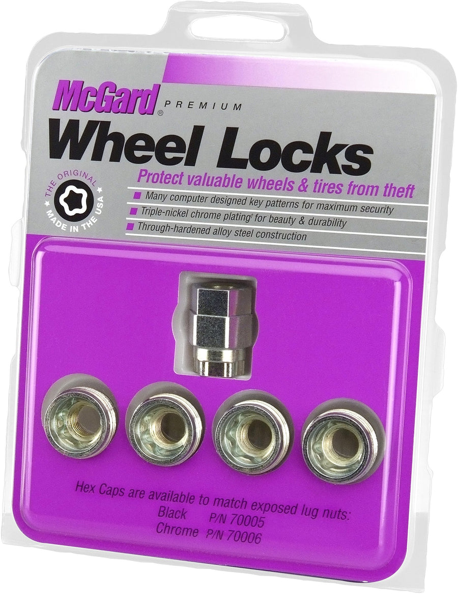 Under Hub Cap Wheel Locks - McGard 24010 Cone Seat (1/2" - 20 Thread Size) - Set of 4, Silver