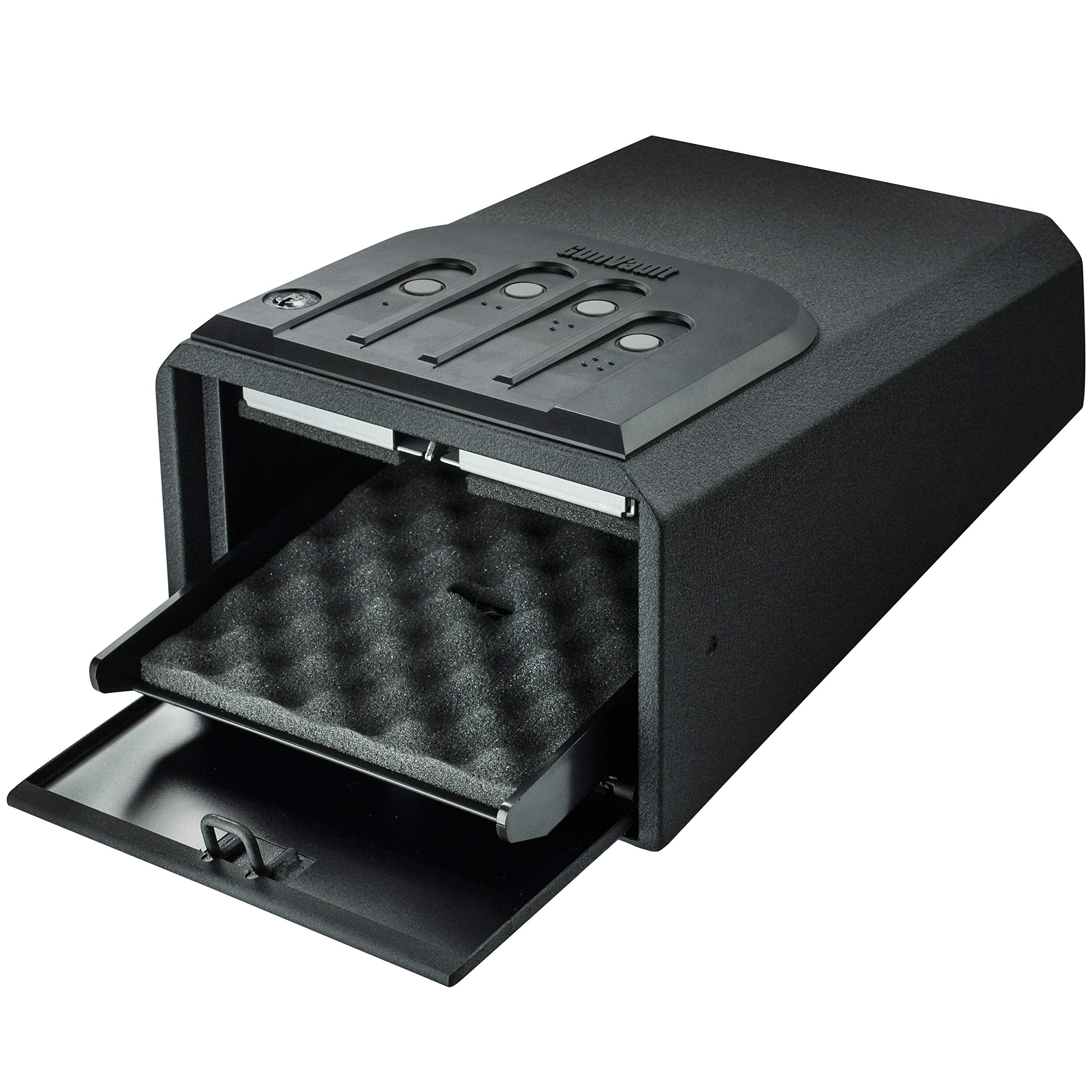 MiniVault GunVault - Quick Access Automatic Slide-Out Handgun Safe with Patented No-Eyes® Keypad (1 Pistol Capacity)
