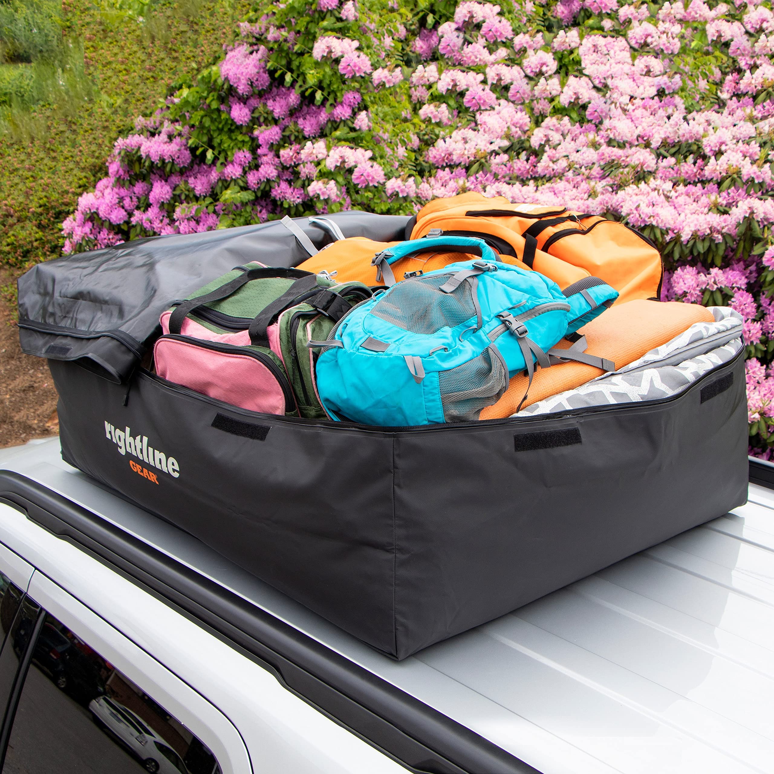 Rightline Gear Rooftop Cargo Carrier Range 3 Weatherproof for Top of Vehicle, Attaches With or Without Roof Rack, 18 Cubic Feet, Black