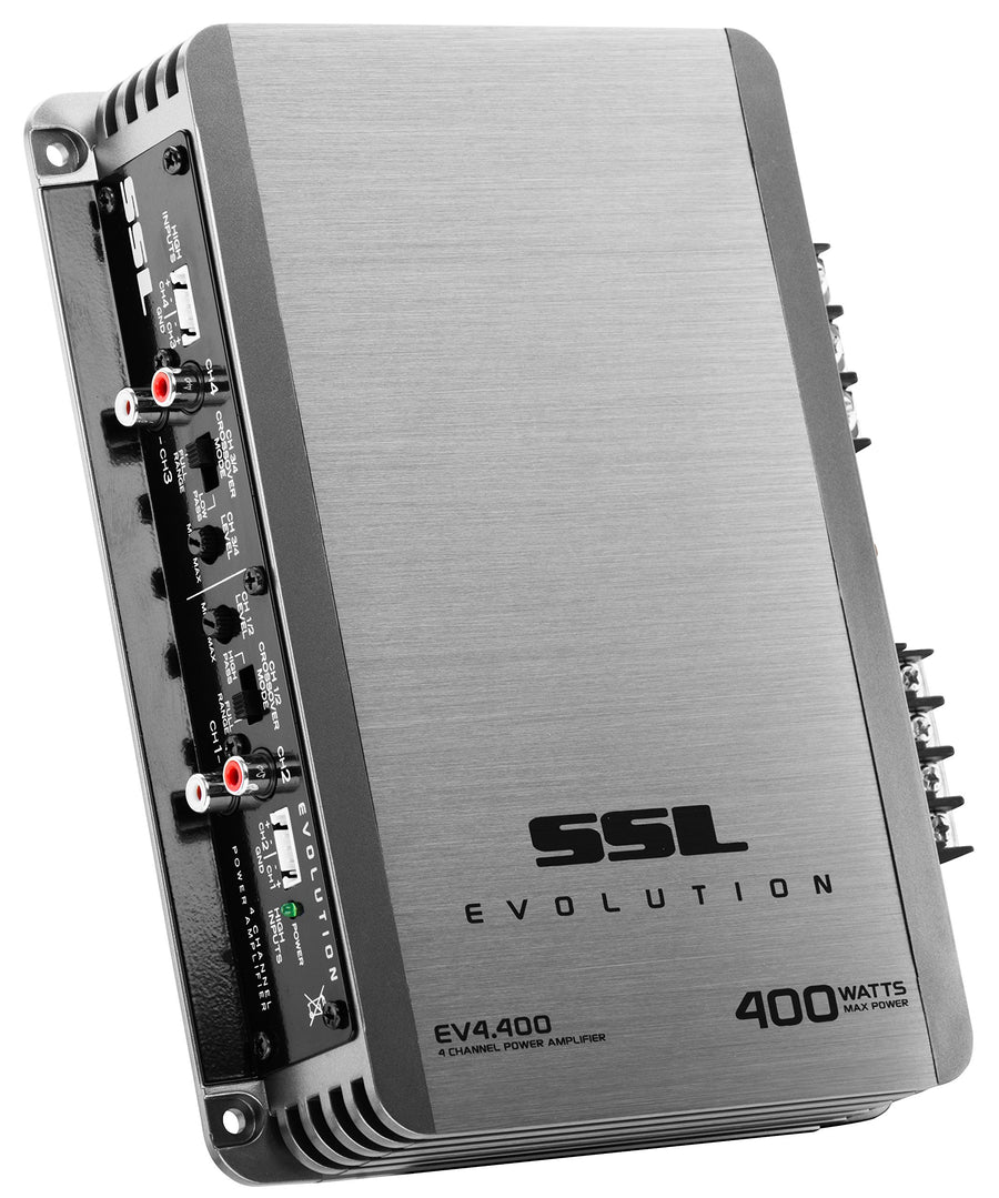 4 Channel Sound Storm Laboratories EV4.400 Car Audio Amplifier - 400 High Output, 2-8 Ohms, High/Low Level Inputs, Hook Up to Subwoofer for Bass