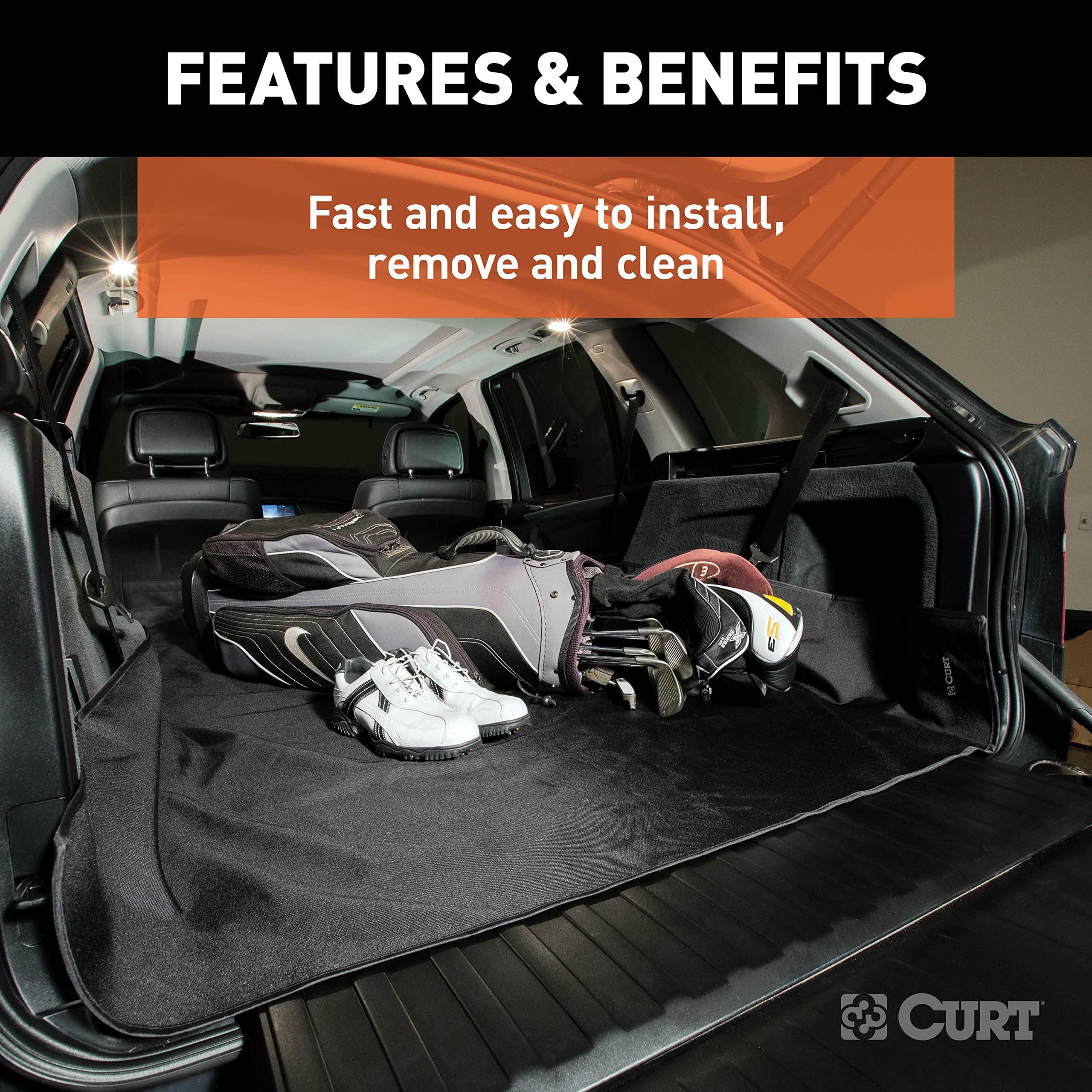 CURT 18530 Waterproof Cargo Mat Seat Defender 60 x 60-Inch Black Trunk Liner Protector