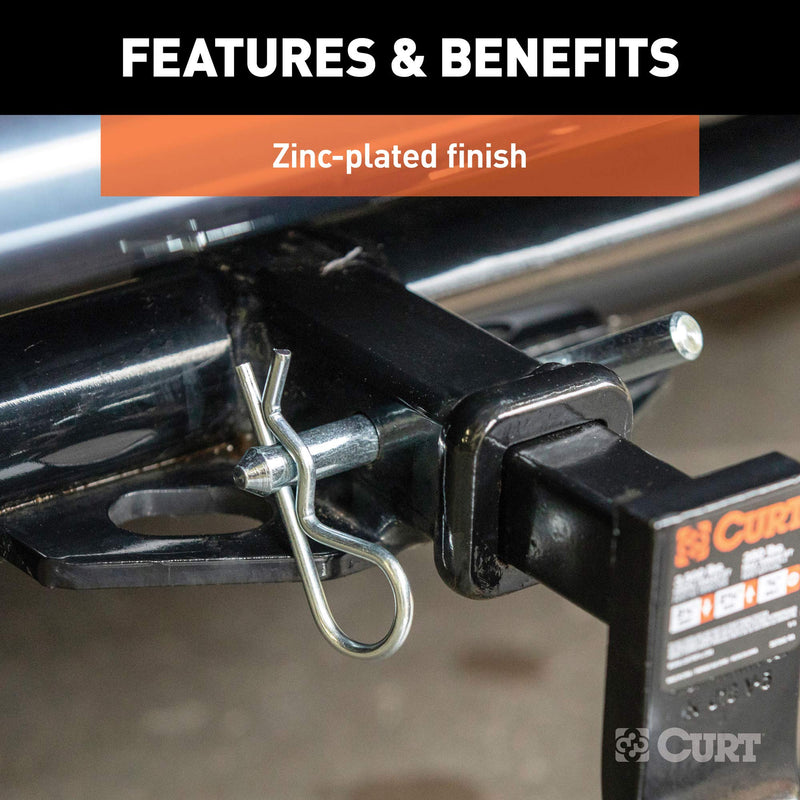 CURT 21502 Trailer Hitch Pin & Clip, 5/8-Inch Adapter with 1/2-Inch Diameter, Fits 1-1/4 or 2-Inch Receiver