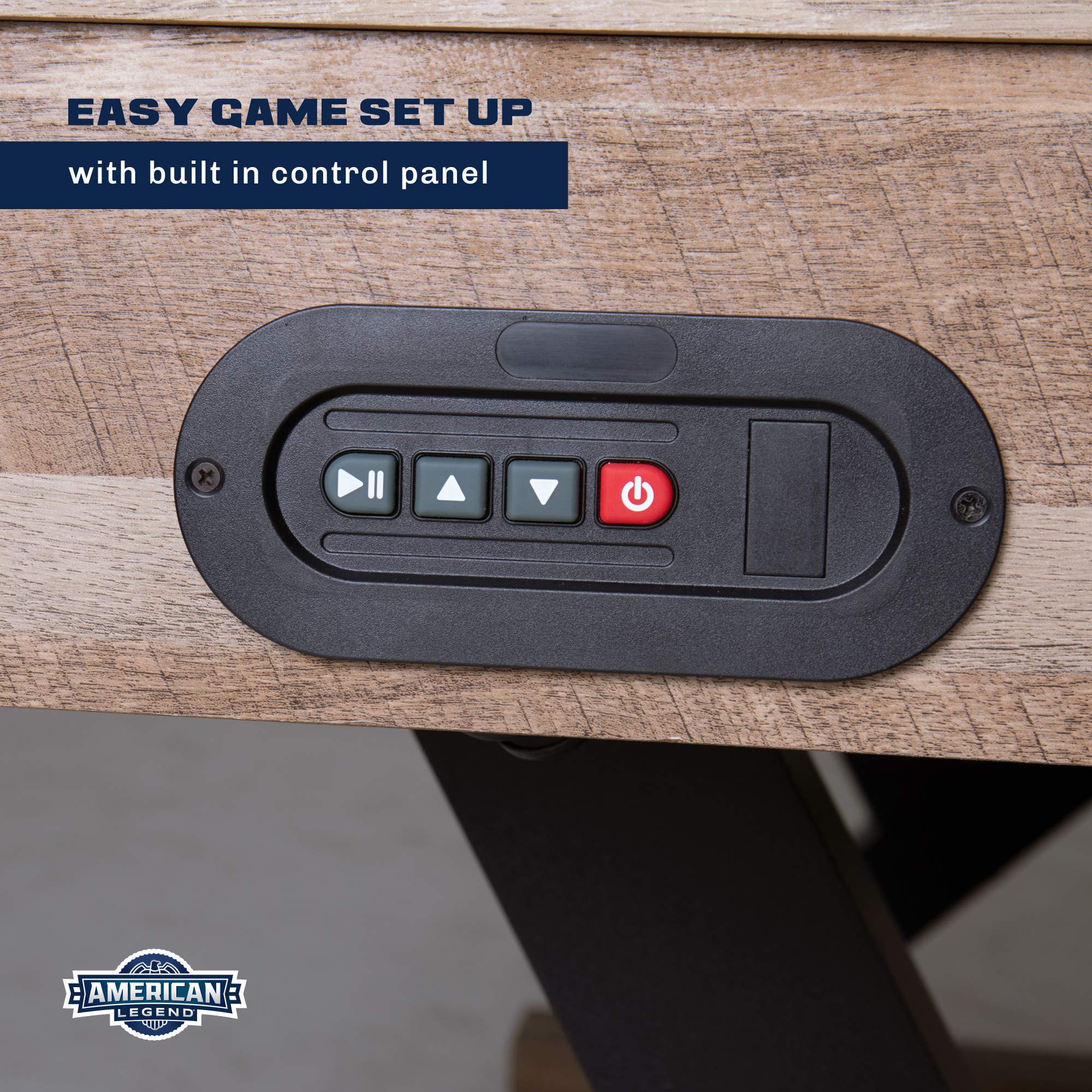 Kirkwood American Legend 84” Air Powered Hockey Table with Rustic Wood Finish, K-Shaped Legs and Modern Design